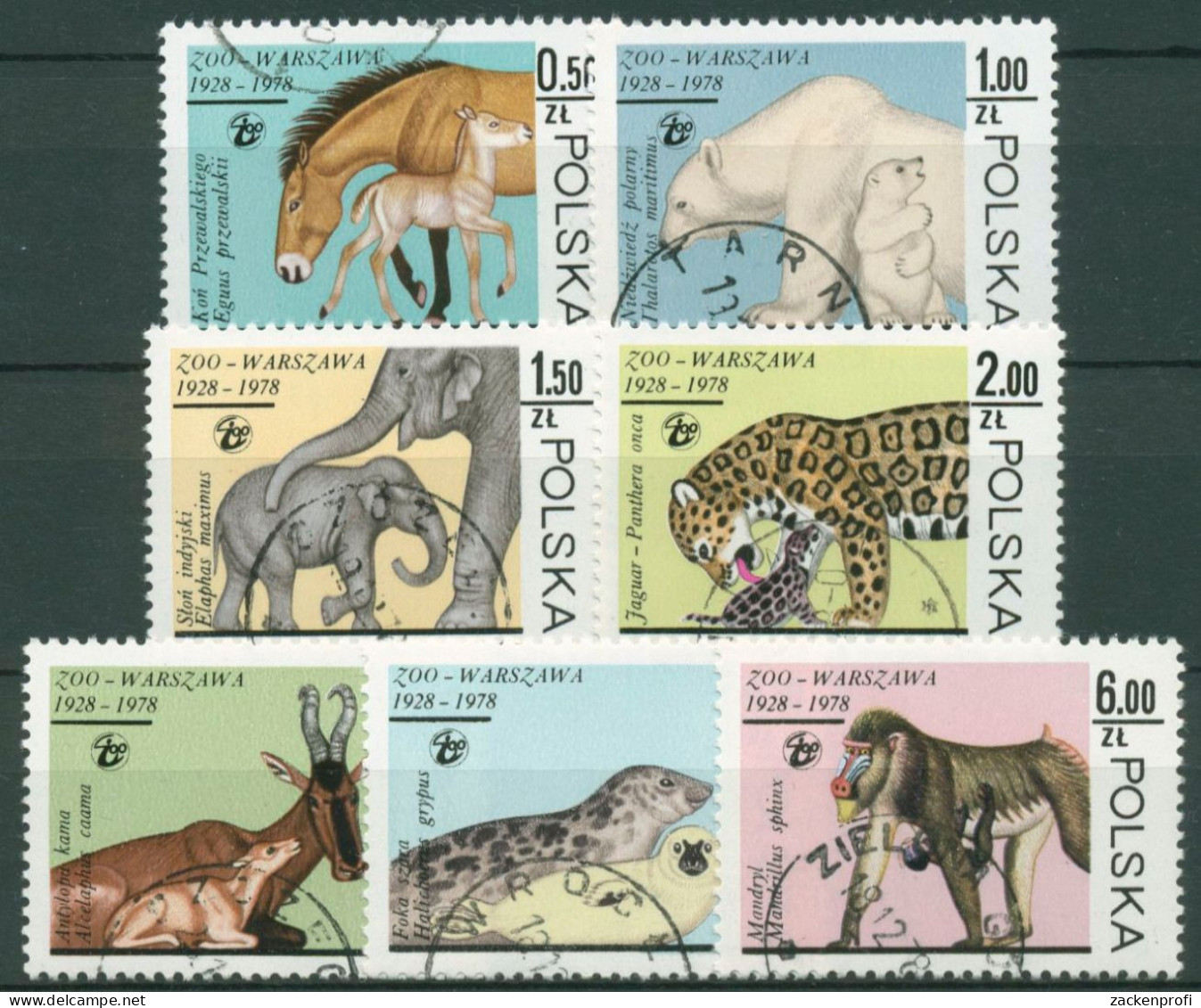 Polen 1978 Tiere Warschauer Zoo Zootiere Mit Nachwuchs 2584/90 Gestempelt - Used Stamps