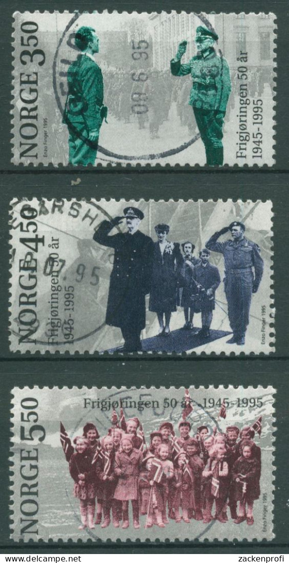 Norwegen 1995 Ende 2. Weltkrieg König Haakon VII. 1178/80 Gestempelt - Used Stamps