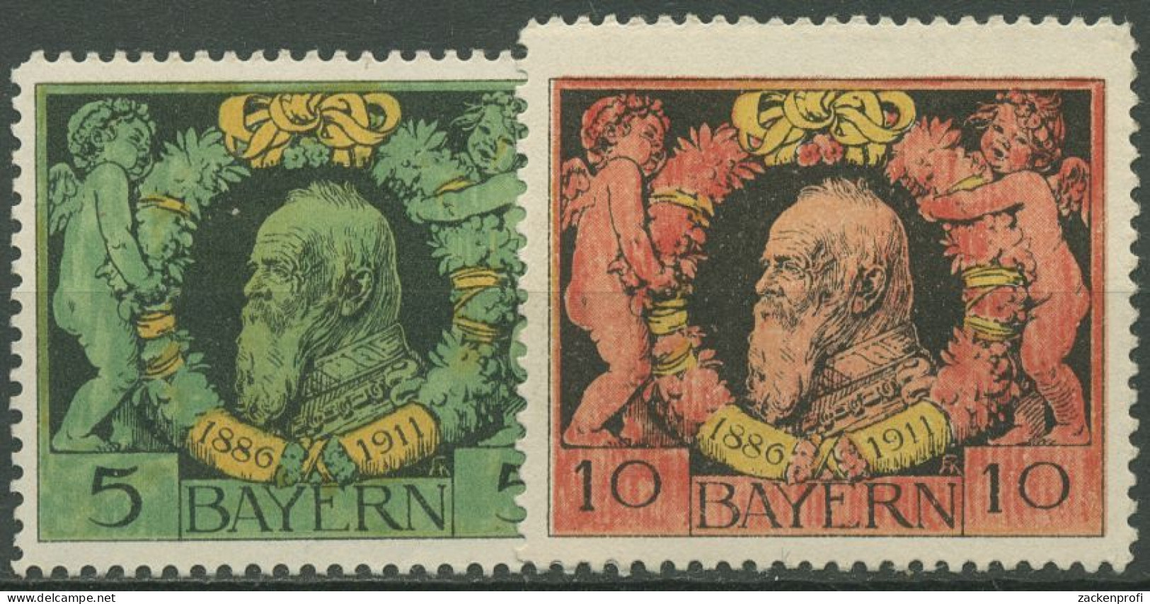 Bayern 1911 Regentschaft Prinzregent Luitpold Linienzähnung 92/93 B Mit Falz - Postfris