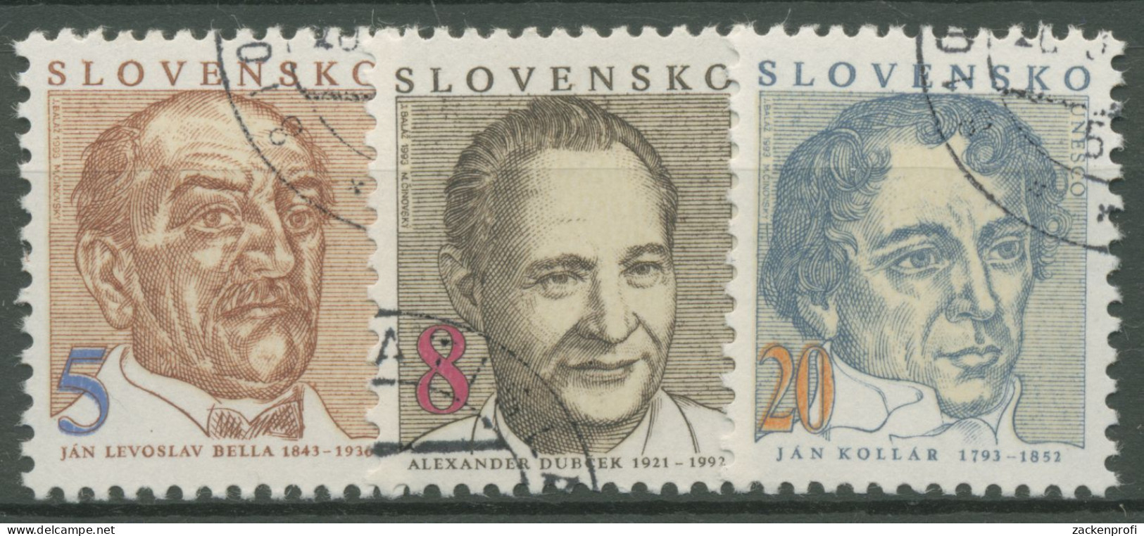 Slowakei 1993 Persönlichkeiten Künstler 171/73 Gestempelt - Used Stamps