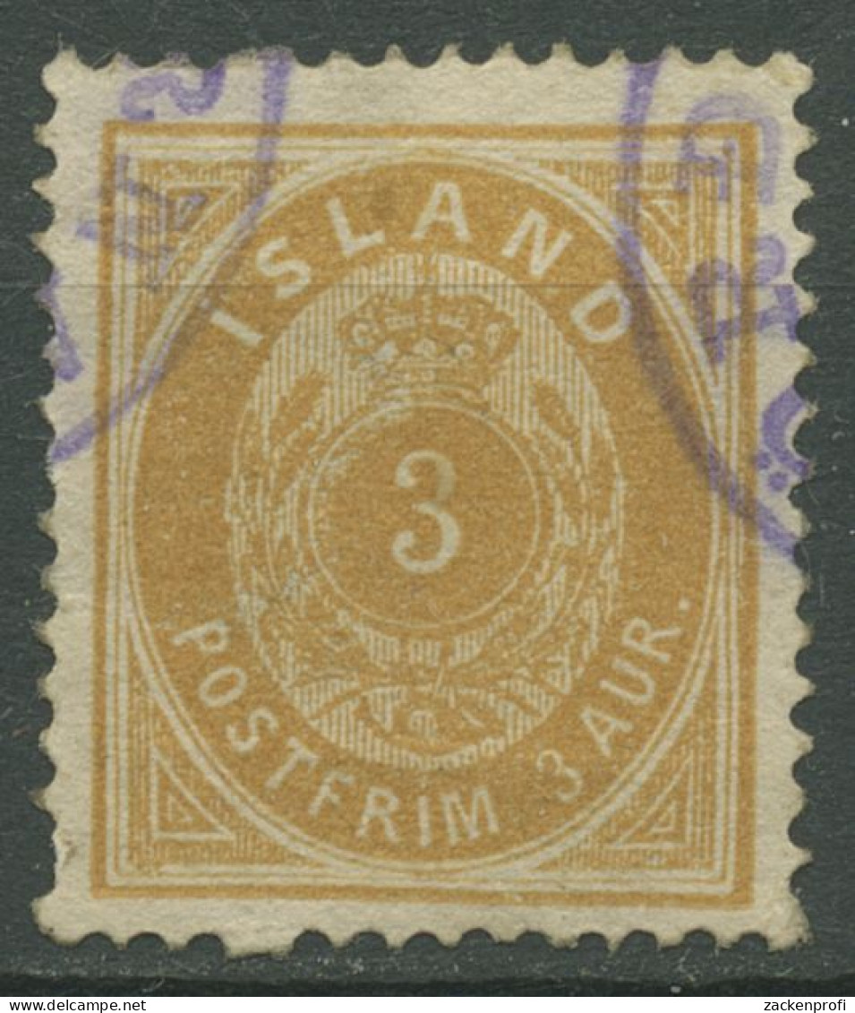 Island 1882 Ziffer Mit Krone Im Oval 3 Aurar 12 A Gestempelt - Gebruikt