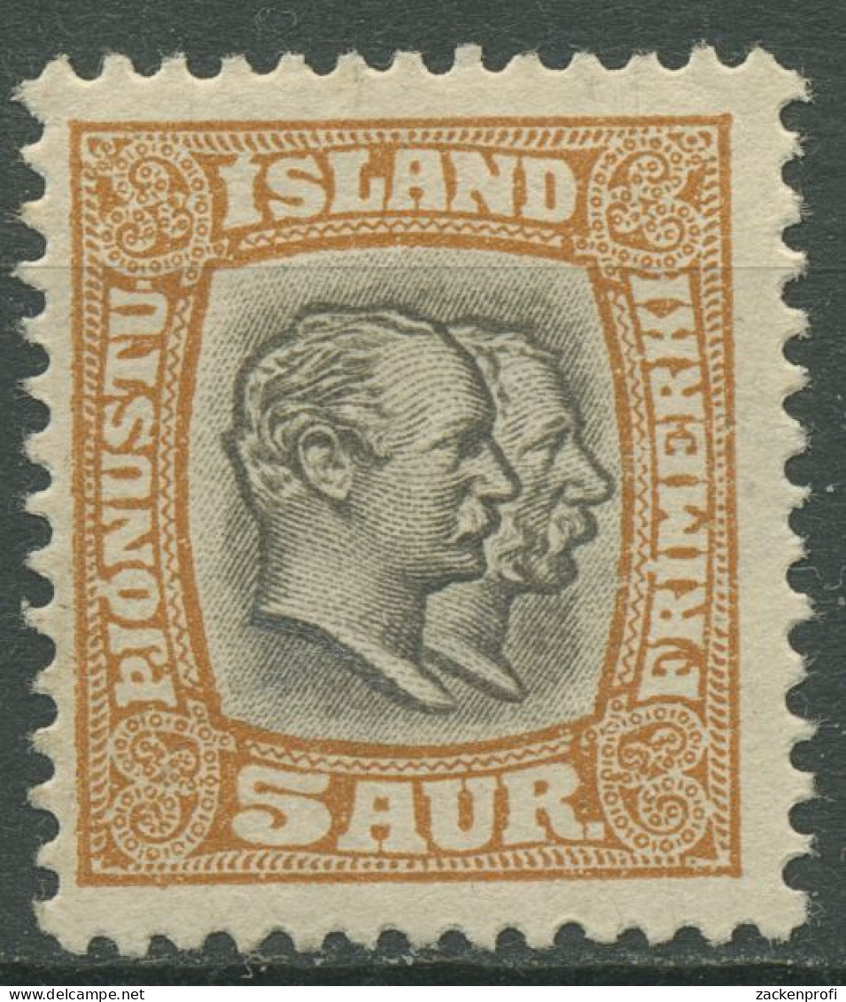 Island 1907 Dienstmarke Könige Christian U. Frederik, D 26 Mit Falz - Oficiales