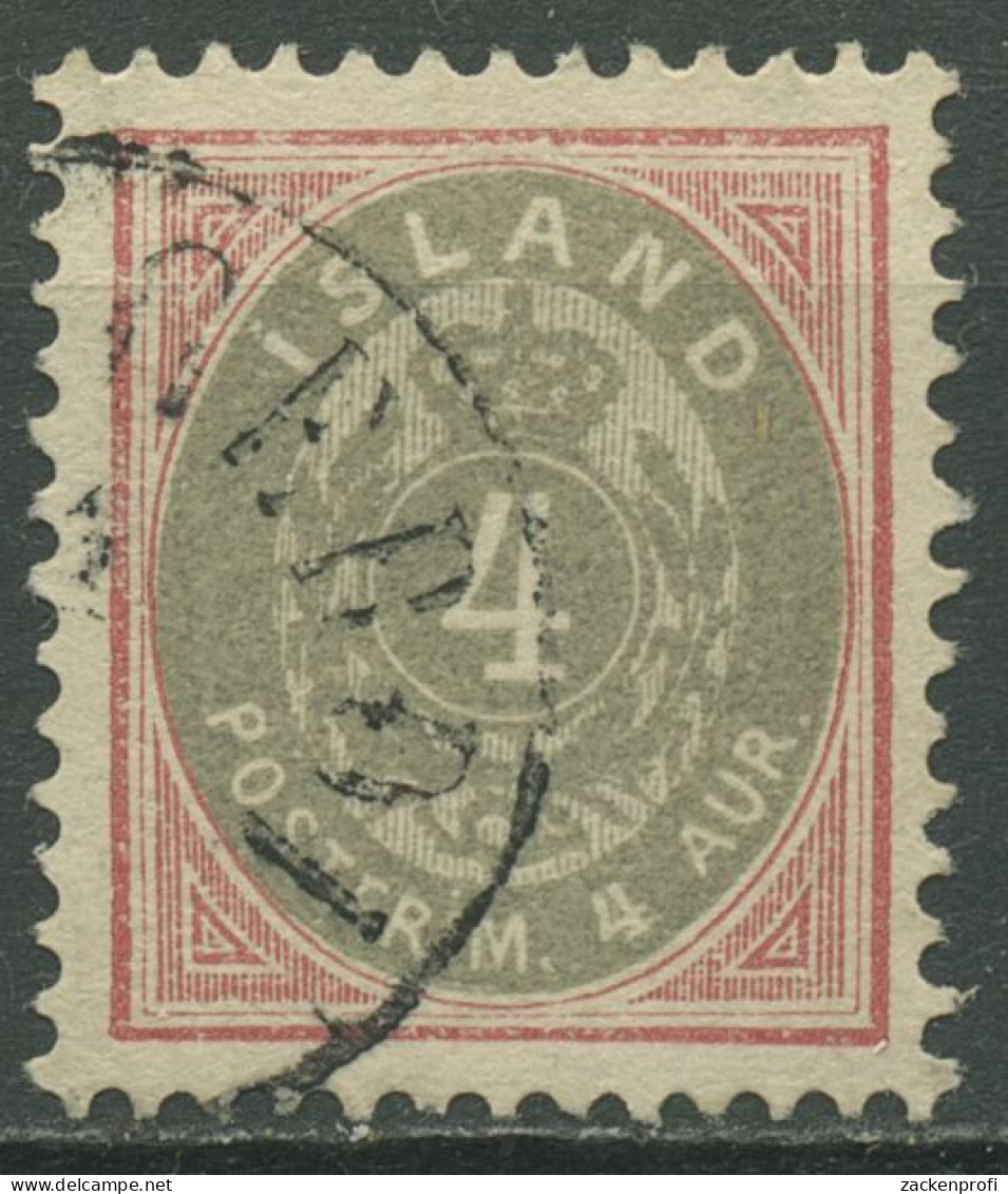 Island 1900 Ziffer Und Krone Im Oval 4 Aurar 20 Gestempelt - Oblitérés