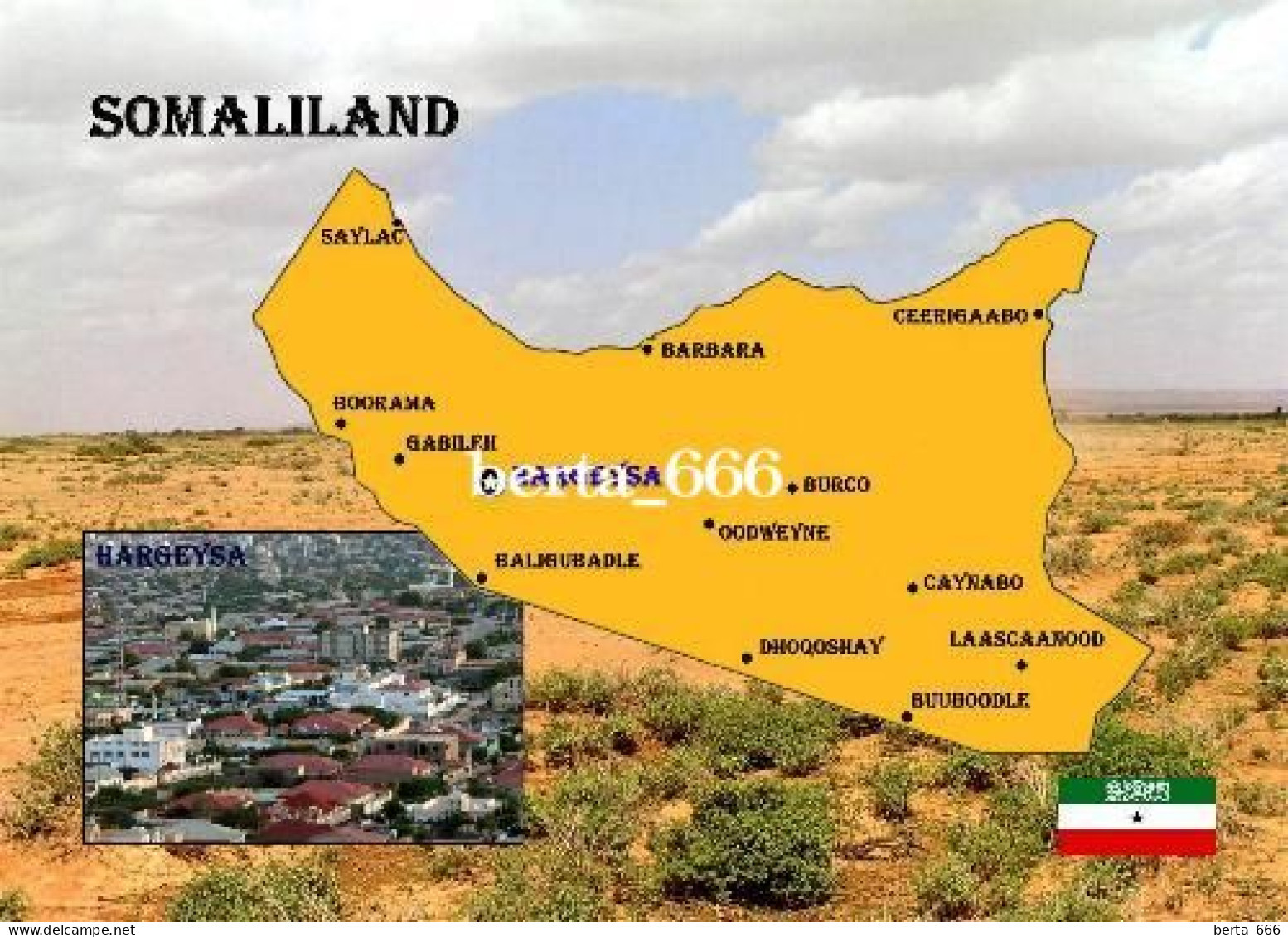 Somalia Somaliland Map New Postcard * Carte Geographique * Landkarte - Somalia