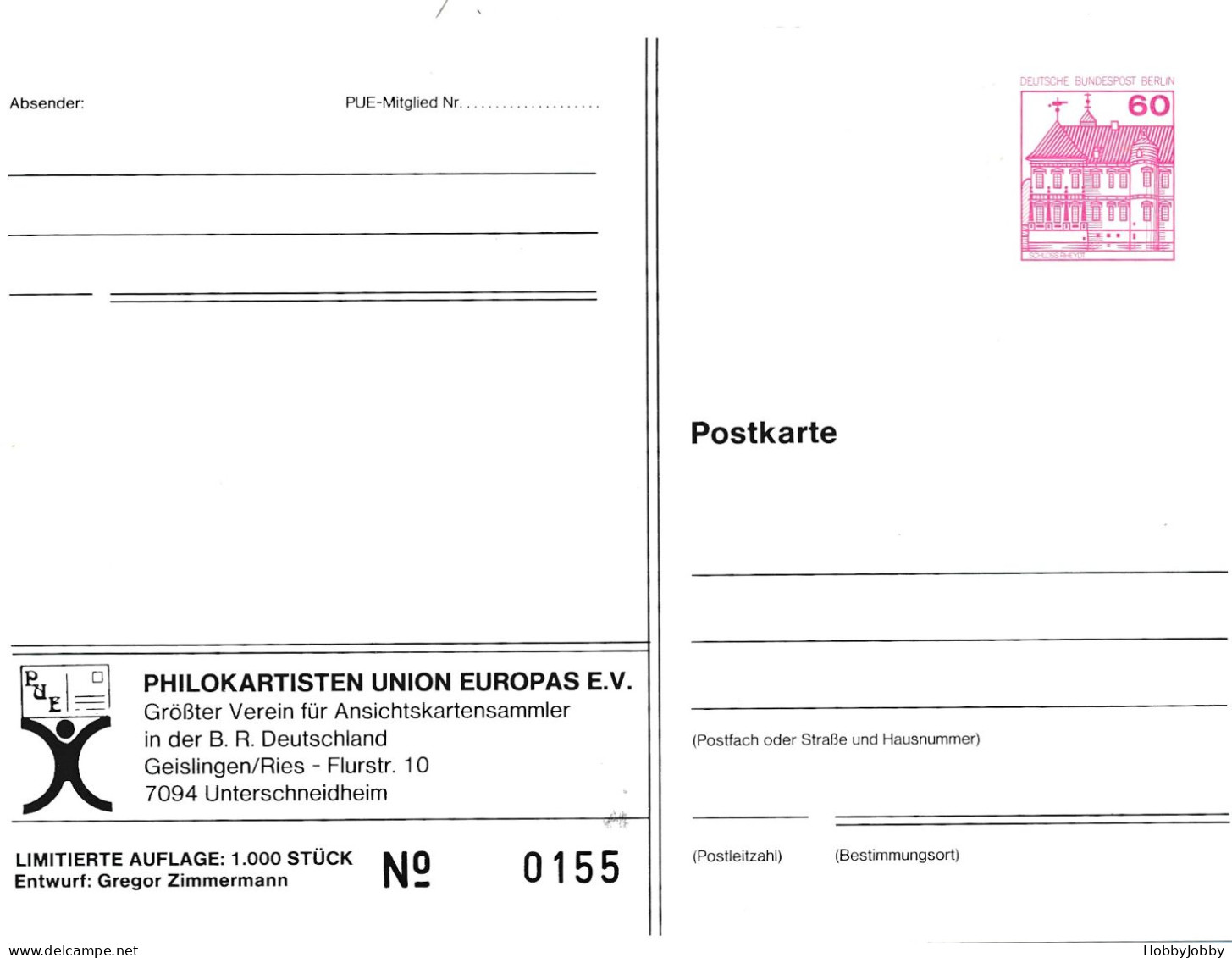 PHILOKARTISTEN-UNION  EUROPAS  EV. 1961 - 1986  PUE 25 JAHRE  No. 0155 - Bourses & Salons De Collections