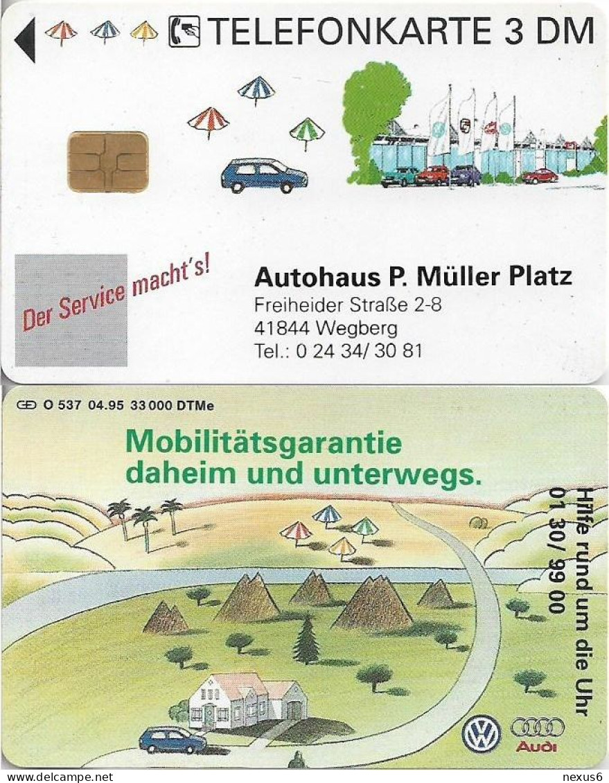 Germany - VW Und AUDI (Overprint ''Autohaus Müller Platz'') - O 0537 - 04.1995, 3DM, Used - O-Series: Kundenserie Vom Sammlerservice Ausgeschlossen
