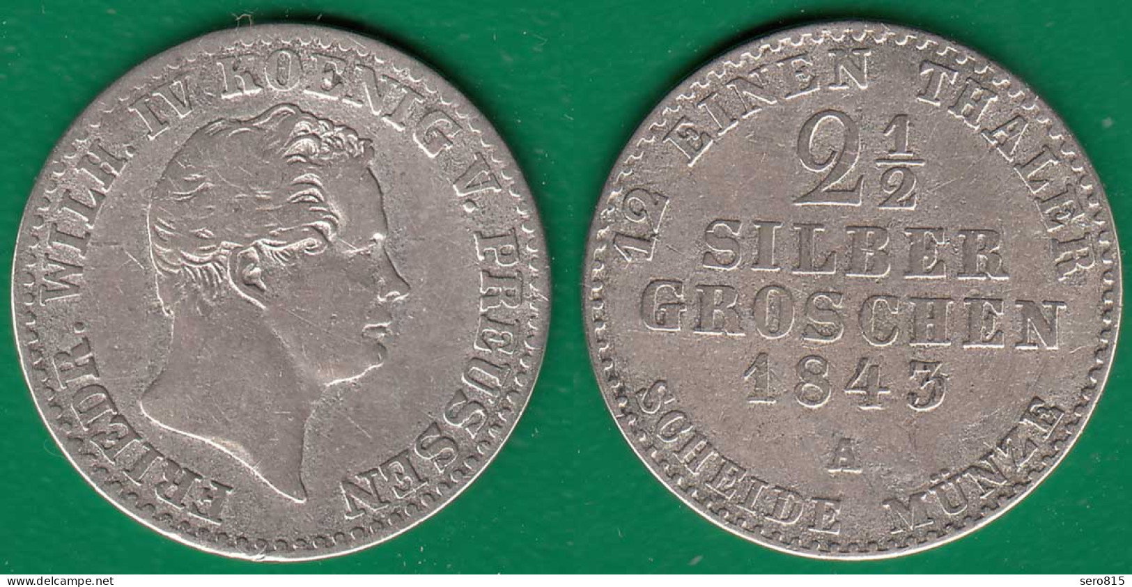 Brandenburg-Preussen 2 1/2 Silbergroschen 1843 A Friedrich Wilhelm IV. 1840-1861 - Groschen & Andere Kleinmünzen