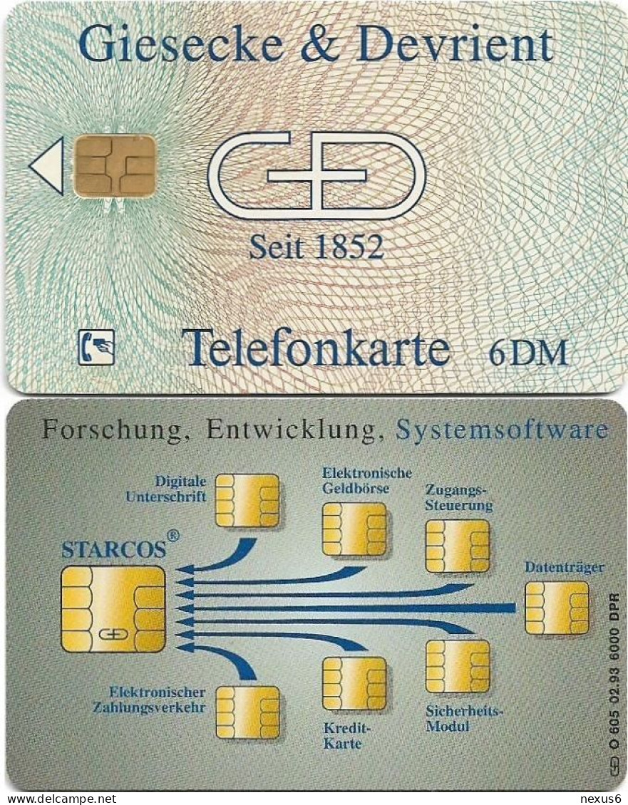 Germany - Giesecke & Devrient Seit 1852 (NO Overprint) - O 0605 - 02.1993, 6DM, 6.000ex, Used - O-Series : Séries Client