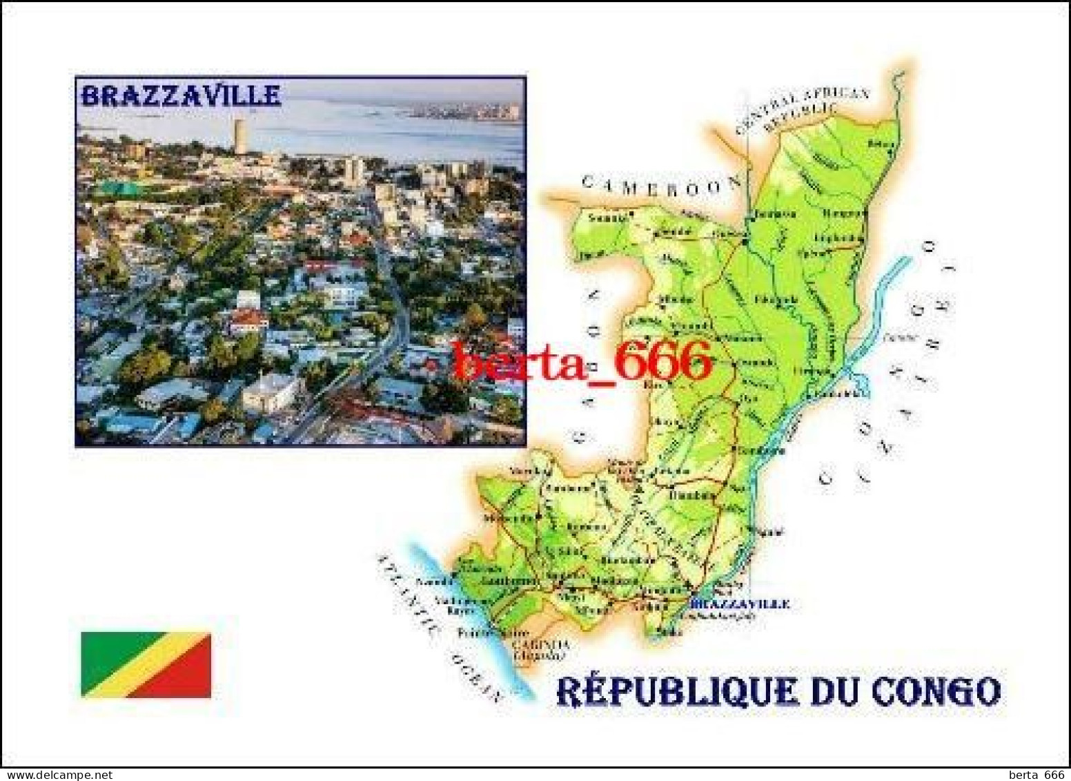 Congo Brazzaville Country Map New Postcard * Carte Geographique * Landkarte - Otros & Sin Clasificación