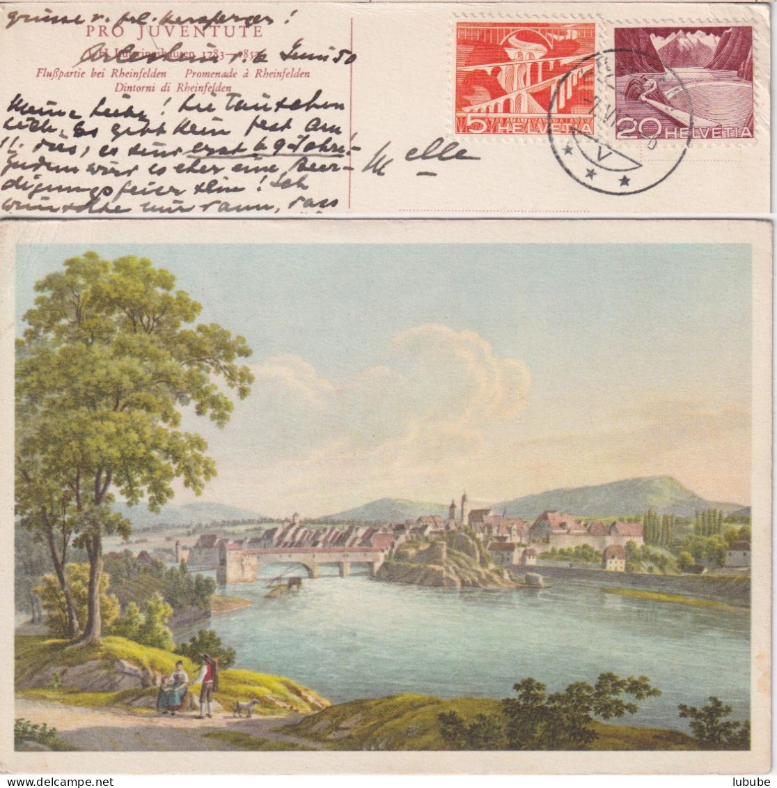 Pro Juventute Karte 237  "Flusspartie Bei Rheinfelden"     1948/50 - Briefe U. Dokumente