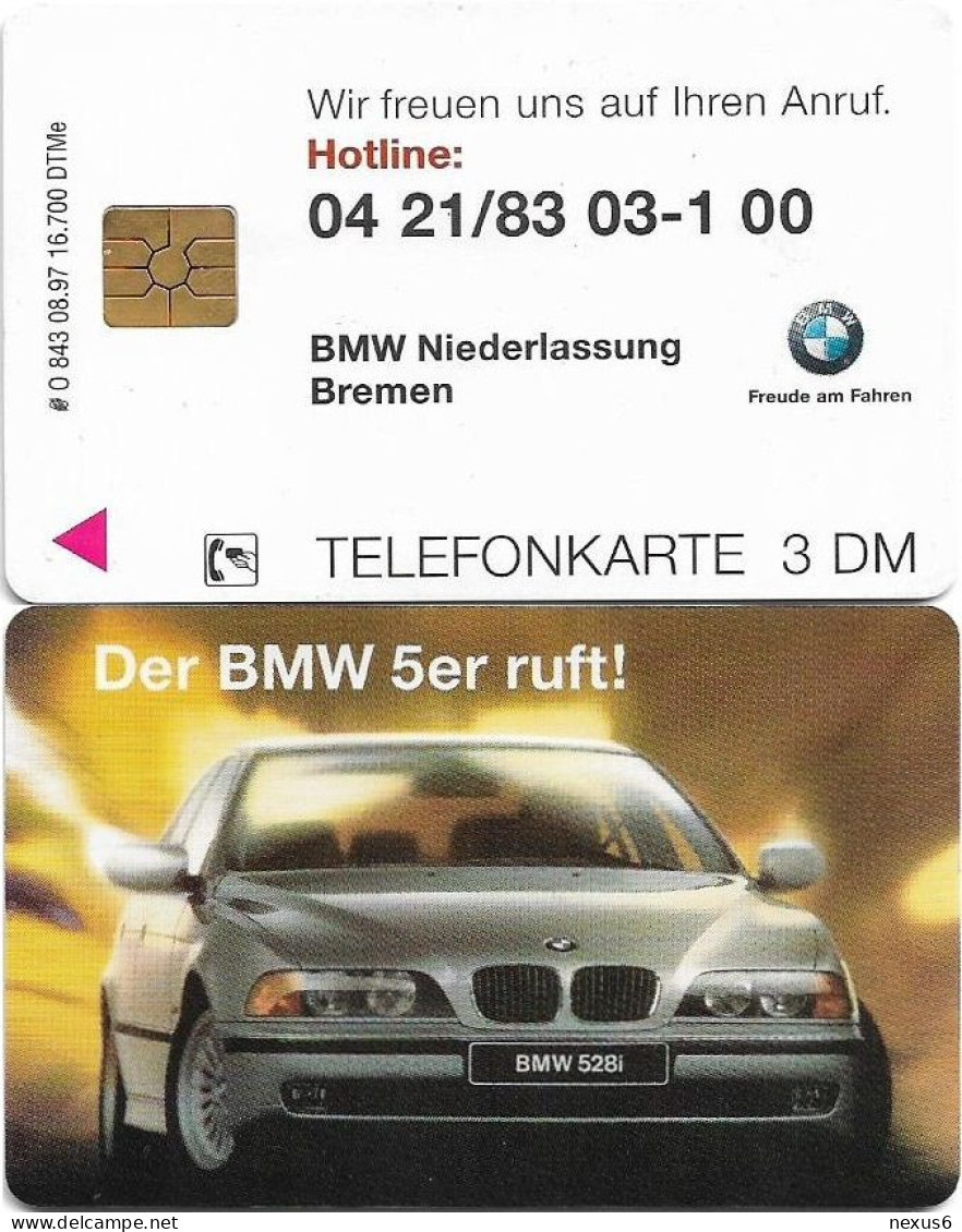 Germany - BMW - Der BMW 5er Ruft (Overprint 'Niederlassung Bremen') - O 0843 - 08.1997, 6DM, Mint - O-Series : Customers Sets