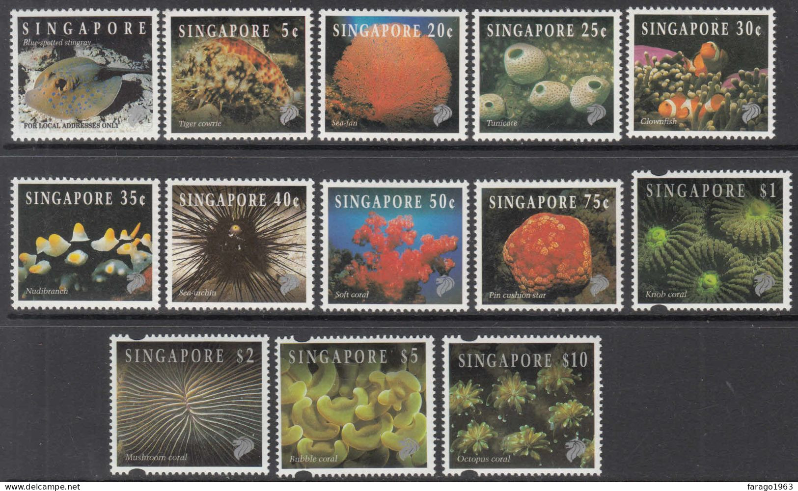 1994 Singapore Marine Life Definitives Fish Complete Set Of 13  MNH - Singapur (1959-...)