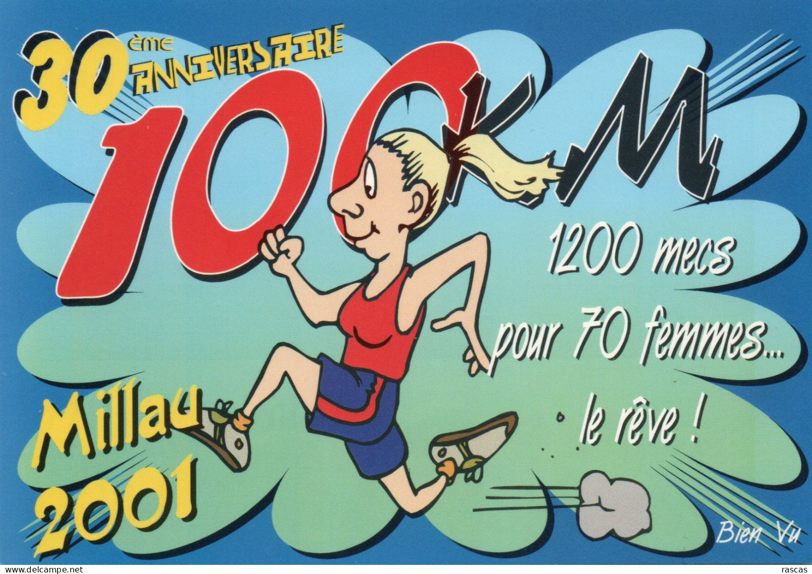 CLB - ATHLETISME - CPM - HUMOUR - 30 EME ANNIVERSAIRE DES 100 KM DE MILLAU 2001 - Athlétisme