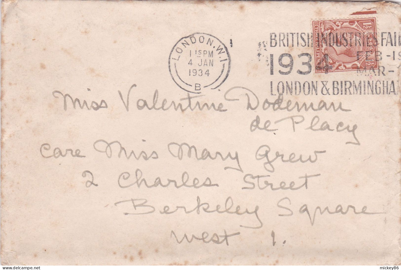 Grande-Bretagne -1934--lettre LONDON  Pour LONDON ..timbre, Cachet Du 4 JAN 1934--British Industries - Briefe U. Dokumente