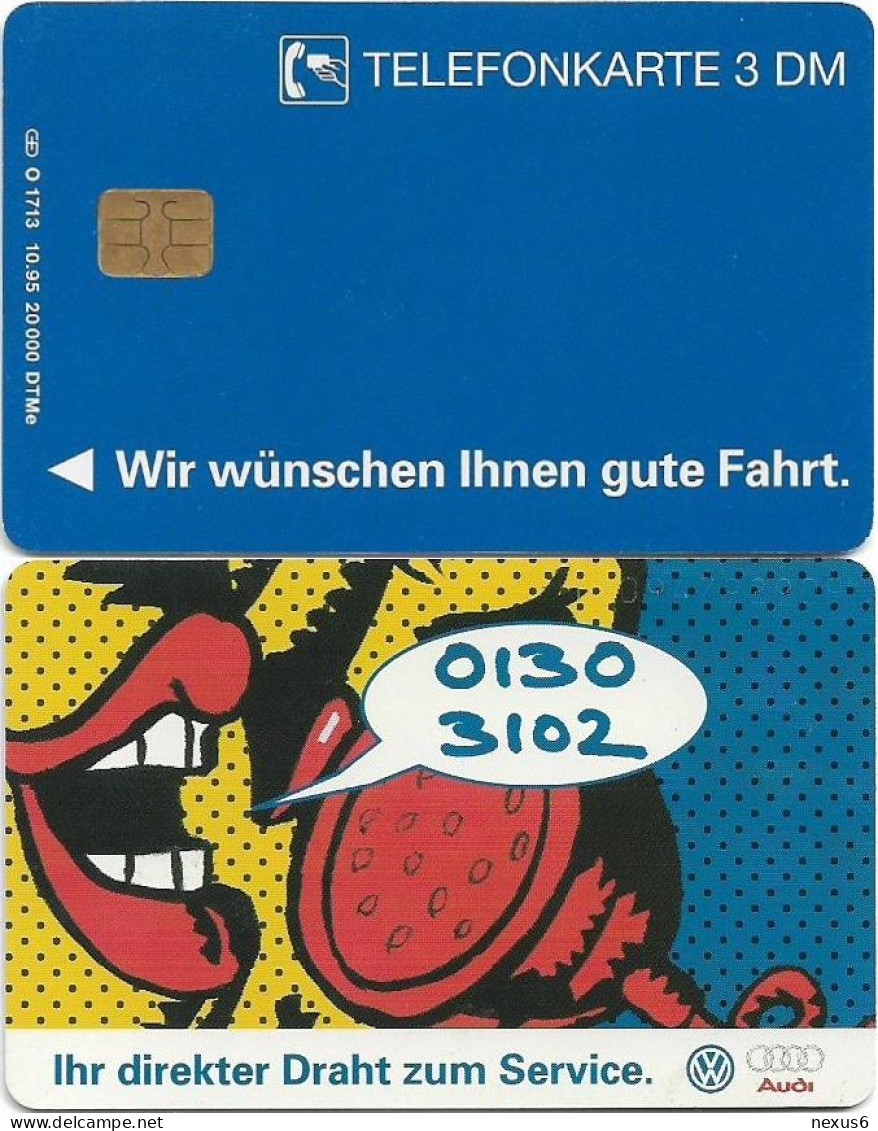 Germany - Volkswagen (NO Overprint) - O 1713 - 10.1995, 3DM, 20.0000ex, Used - O-Serie : Serie Clienti Esclusi Dal Servizio Delle Collezioni