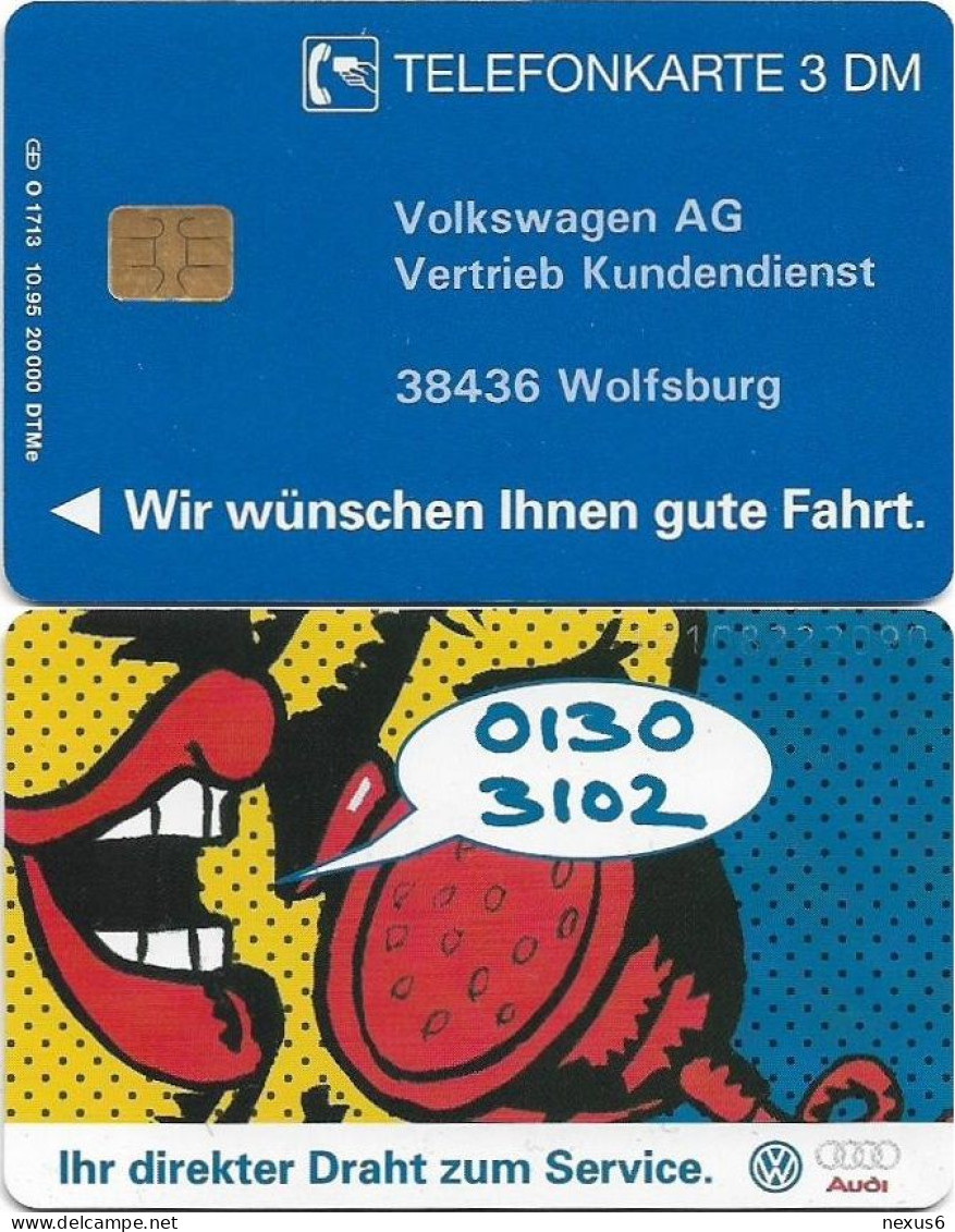 Germany - Volkswagen (Overprint ''Vertrieb Kundendienst'') - O 1713 - 10.1995, 3DM, Used - O-Reeksen : Klantenreeksen