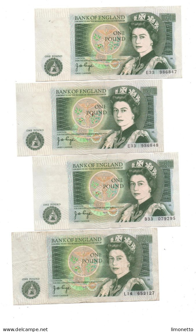 Grande-Bretagne - Elizabeth II - Lot De 4 Billets De 1 £   En Bon état       Voir Scans - 1 Pound