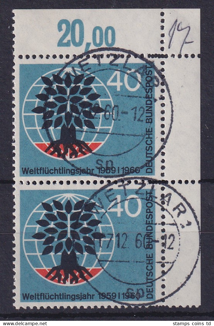 Bundesrepublik 1960 Weltflüchtlingsjahr Mi.-Nr. 327 ER-Paar Mit Diamantzähnung O - Used Stamps