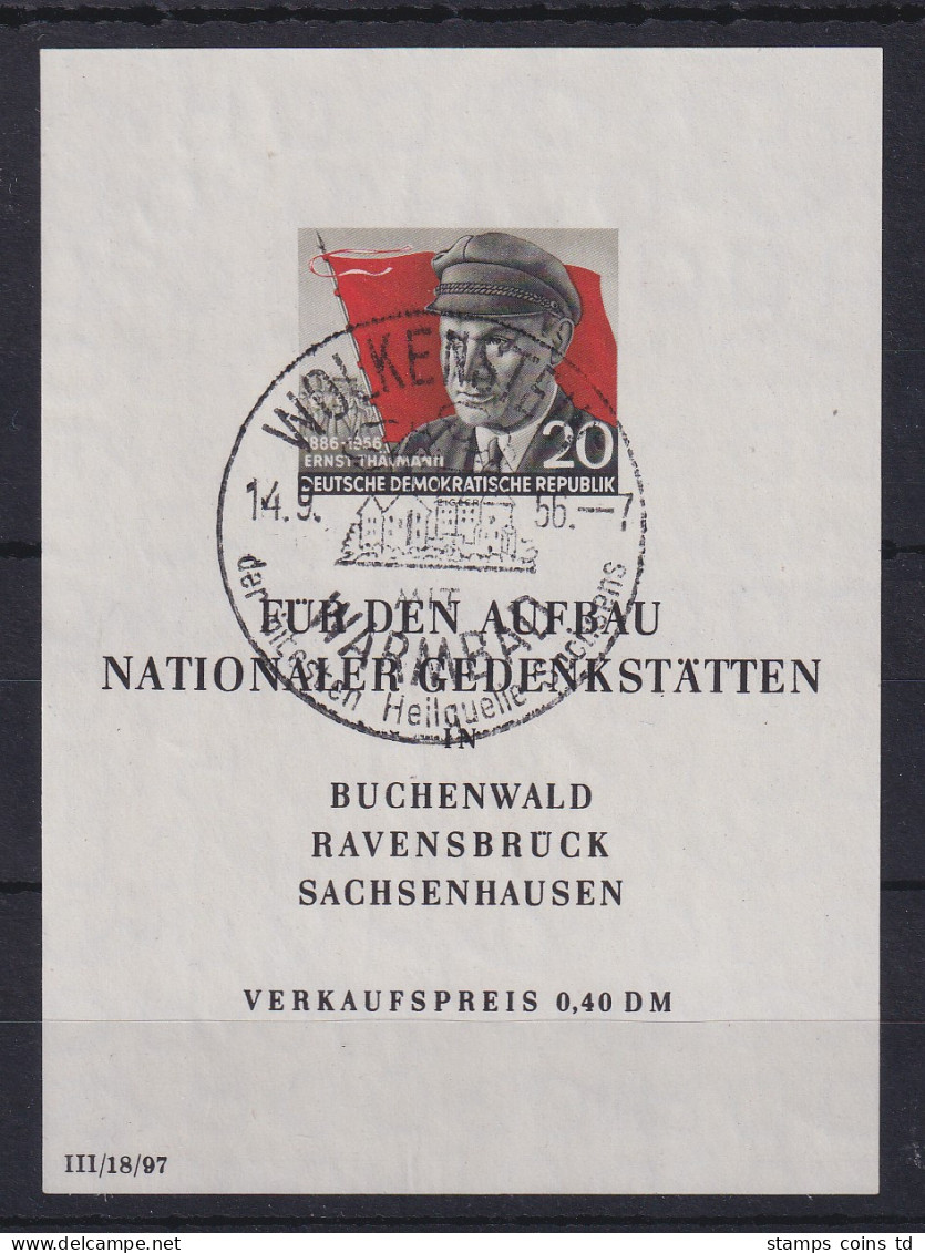 DDR 1956 Thälmann-Block Mi.-Nr. Block 14 Mit Orts-Werbe-O WOLKENSTEIN - Gebraucht