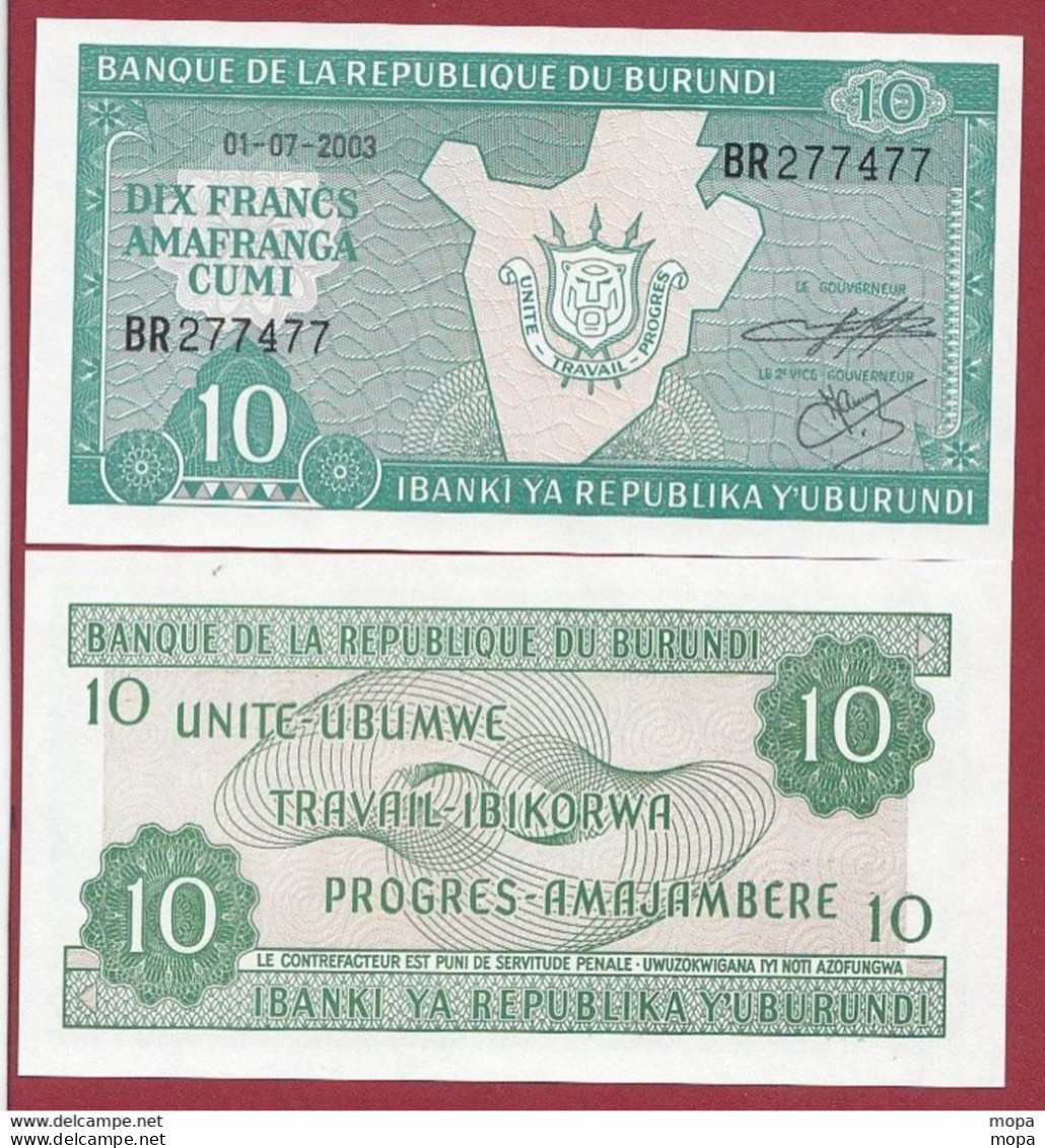 Burundi 10 Francs Amafranca    2003 ---UNC --(401) - Burundi