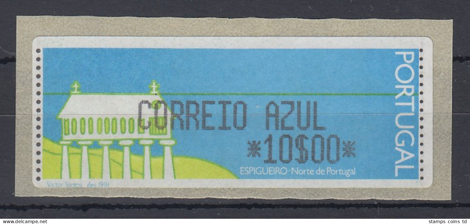 Portugal Monetel-LISA ATM Kornspeicher / Espigueiro, CORREIO AZUL 10 Esc.** - Machine Labels [ATM]