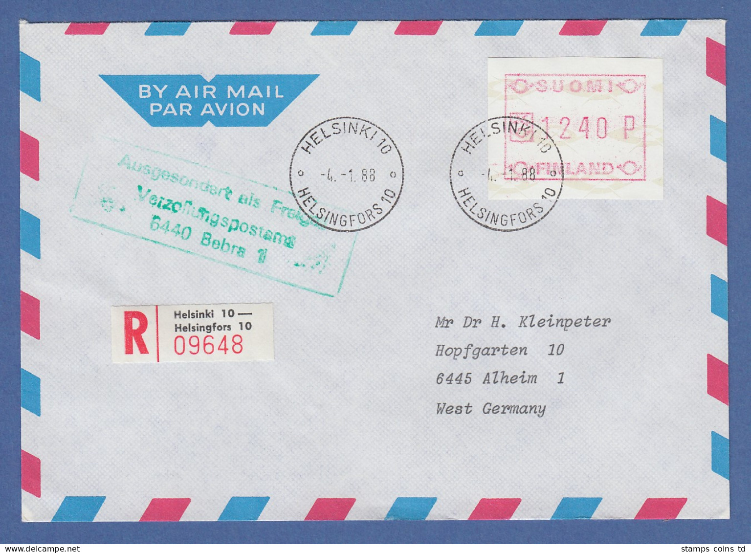 Finnland 1988 FRAMA-ATM Mi.-Nr. 3.2 C Wert 1240 Aus OA Helsinki Als R-FDC N. D - Viñetas De Franqueo [ATM]