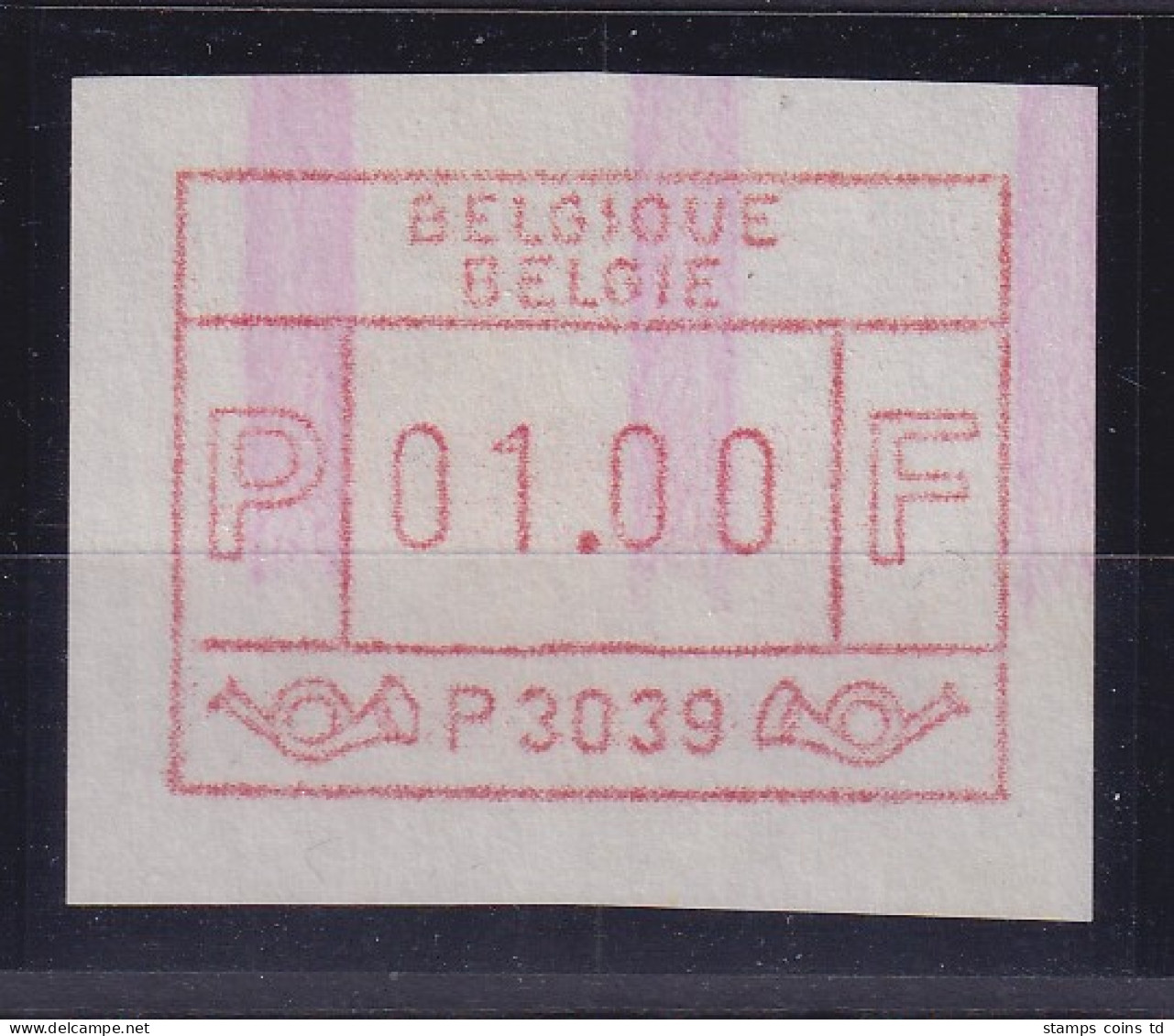 Belgien FRAMA-ATM P3039 Charleroi Mit ENDSTREIFEN-Anfang **, Wert 01,00 Bfr. - Autres & Non Classés