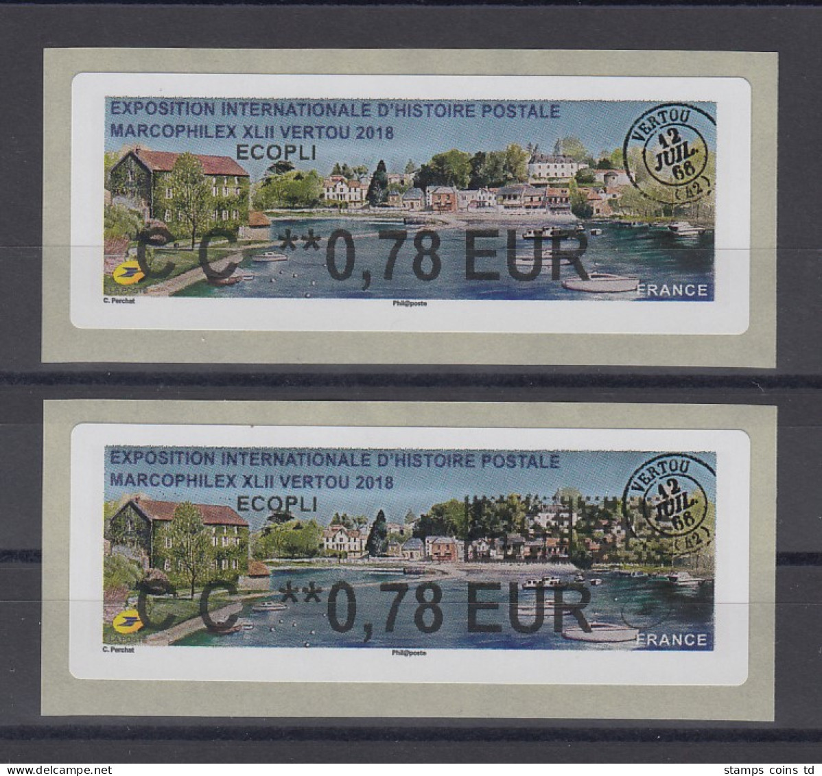 Frankreich 2019 ATM Marcophilex Vertou Wert CC 0,78 EUR   2 Typen **  - Andere & Zonder Classificatie