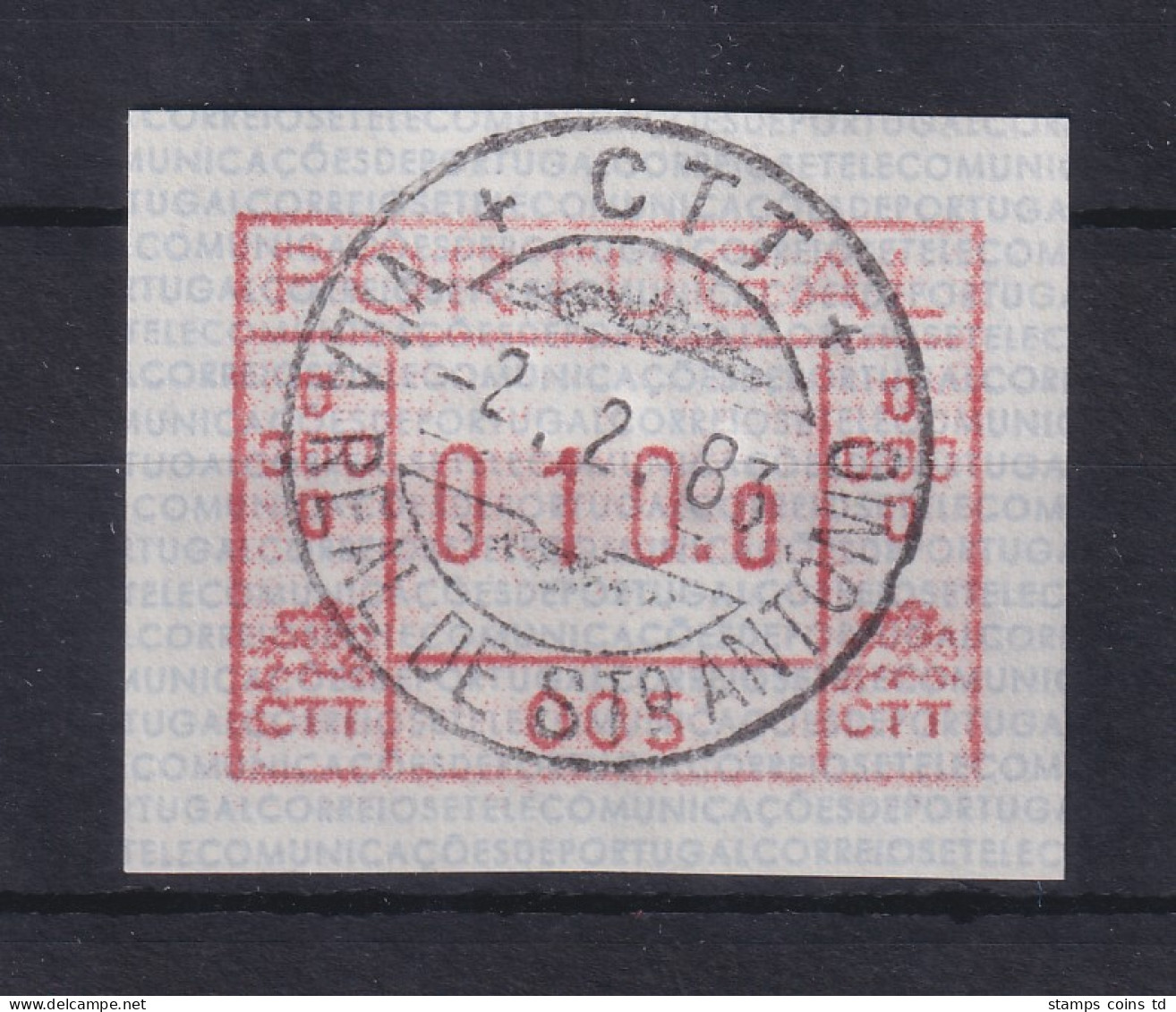 Portugal Frama-ATM 1981 Aut.-Nr. 005 Vom OA Und Orts-O 2.2.83, Wert 010,0 - Machine Labels [ATM]