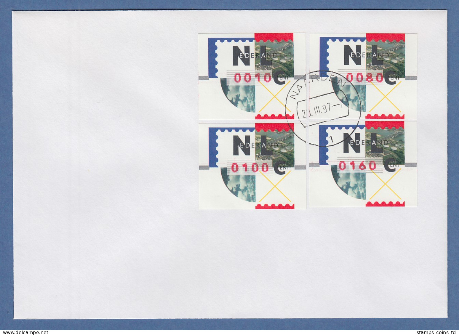 Niederlande ATM Mi.-Nr. 2.2 Typ NAGLER Satz 10-80-100-160 Auf FDC, ET-O NAARDEN - Altri & Non Classificati