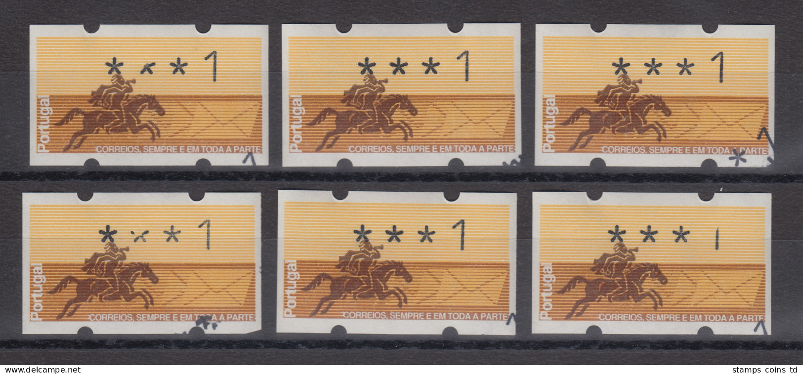 Portugal 1990 ATM Postreiter Mi.-Nr. 2 Lot 6 Doppeldrucke Jew. Kleiner Teil **  - Timbres De Distributeurs [ATM]