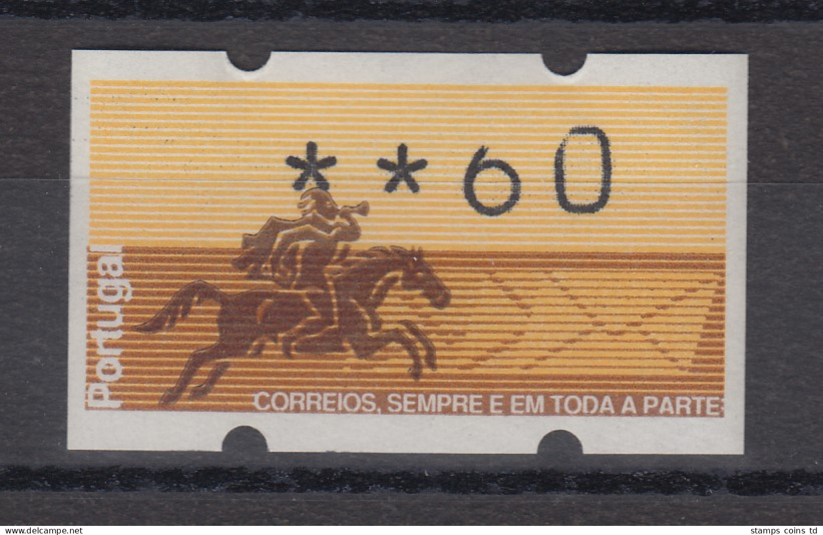 Portugal 1990 ATM Postreiter Mi.-Nr. 2 Teildruck ** Wert 60  6 Oben Kurz - Automaatzegels [ATM]