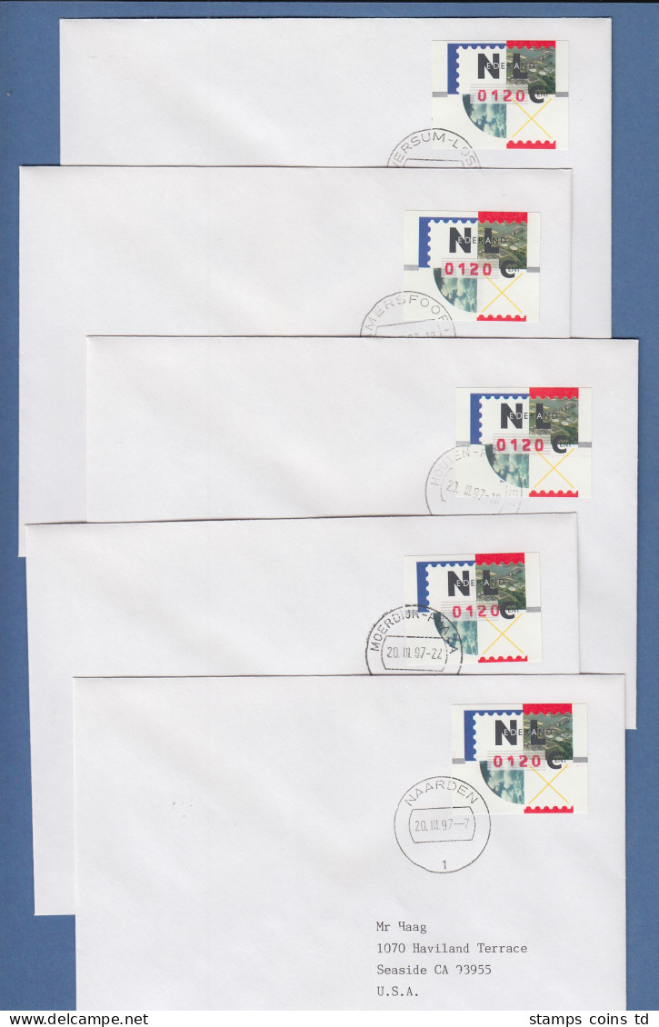 Niederlande ATM Mi.-Nr. 2.2 Typ NAGLER Wert 0120 Auf Inlands-FDC, Alle 5 Orte ! - Other & Unclassified