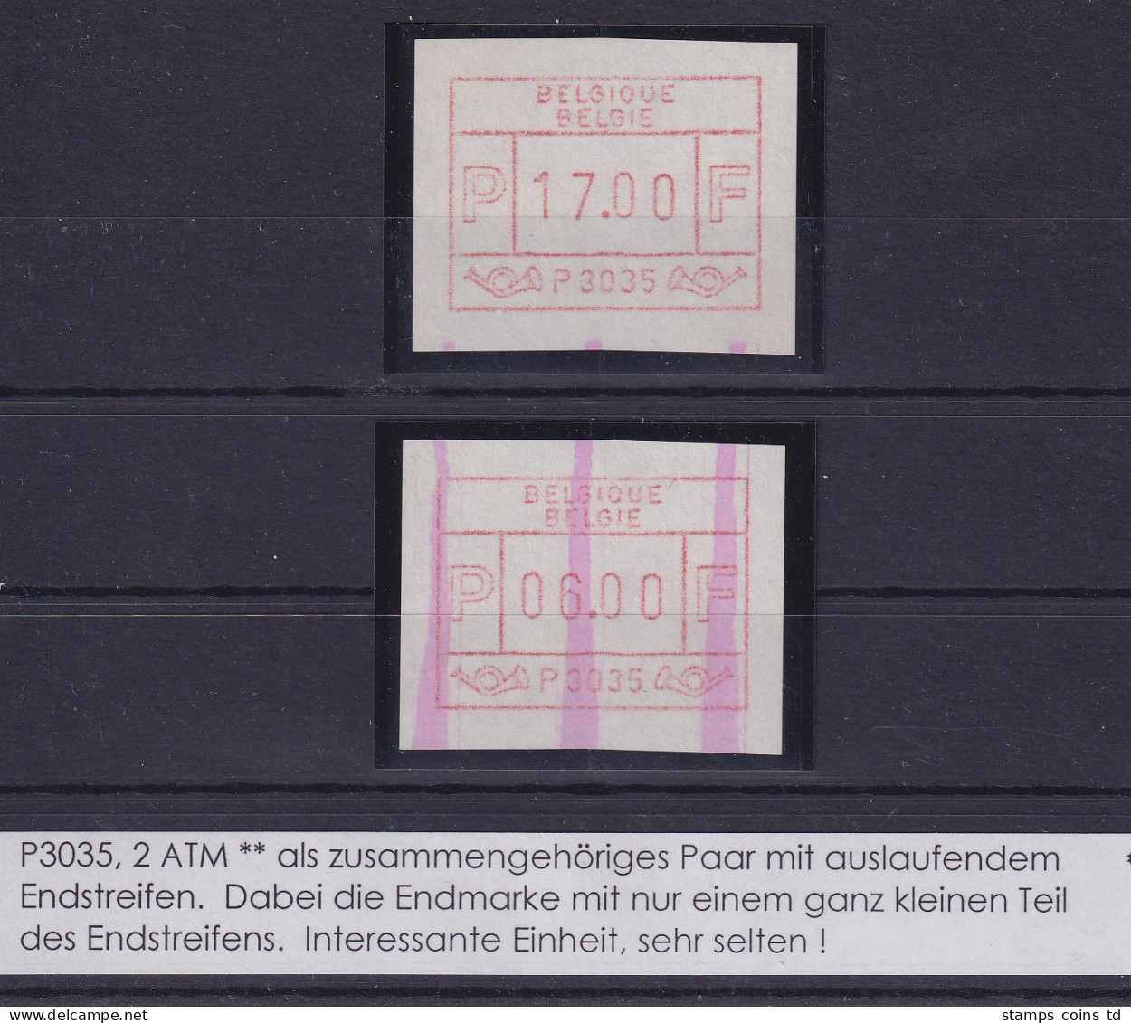 Belgien FRAMA-ATM P3035 ENDSTREIFEN-Ende über 2 ATM ** - Other & Unclassified