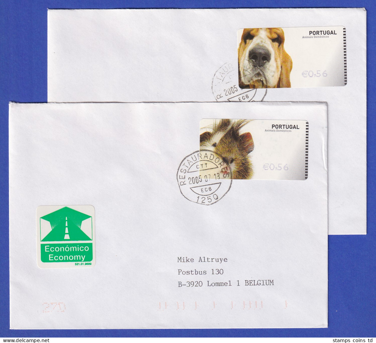 Portugal 2005 ATM Hund / Hamster NewVision Mi-Nr 50-51 Je Wert 0,56 Auf FDC  - Vignette [ATM]