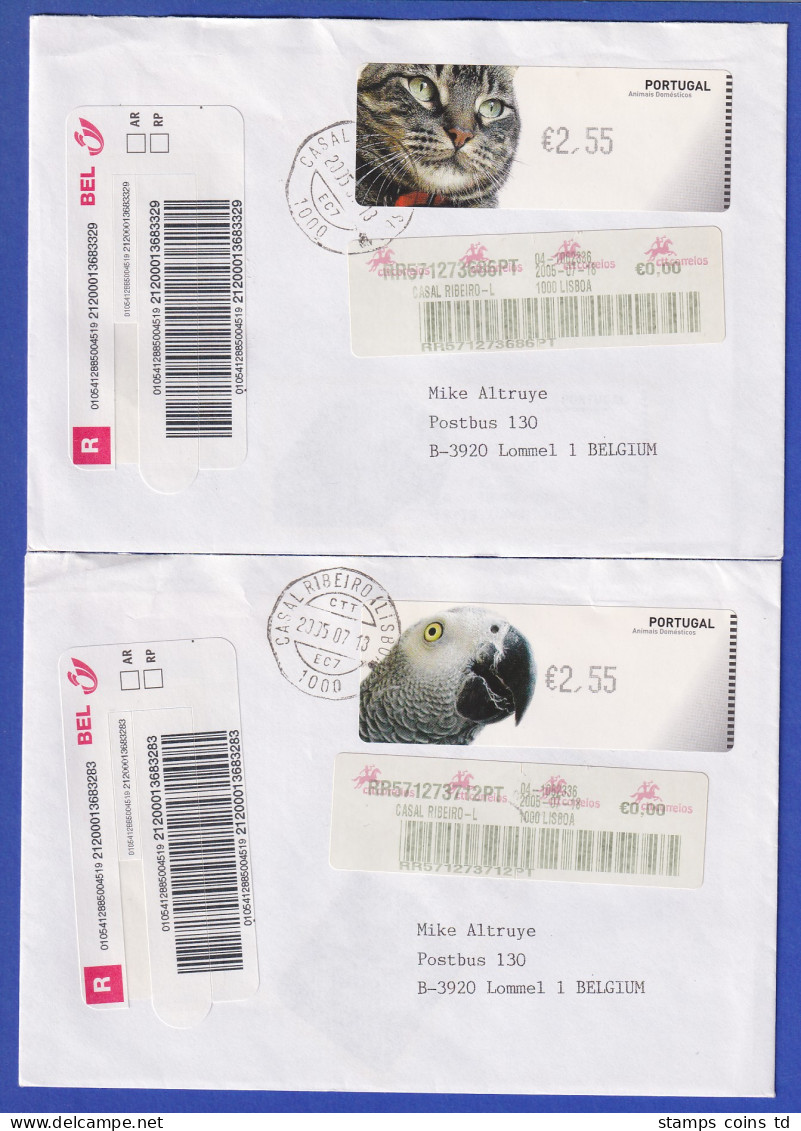 Portugal 2005 ATM Katze / Papagei Mi-Nr. 52-53 Je Wert 2,55 Auf R-FDC Nach B  - Timbres De Distributeurs [ATM]