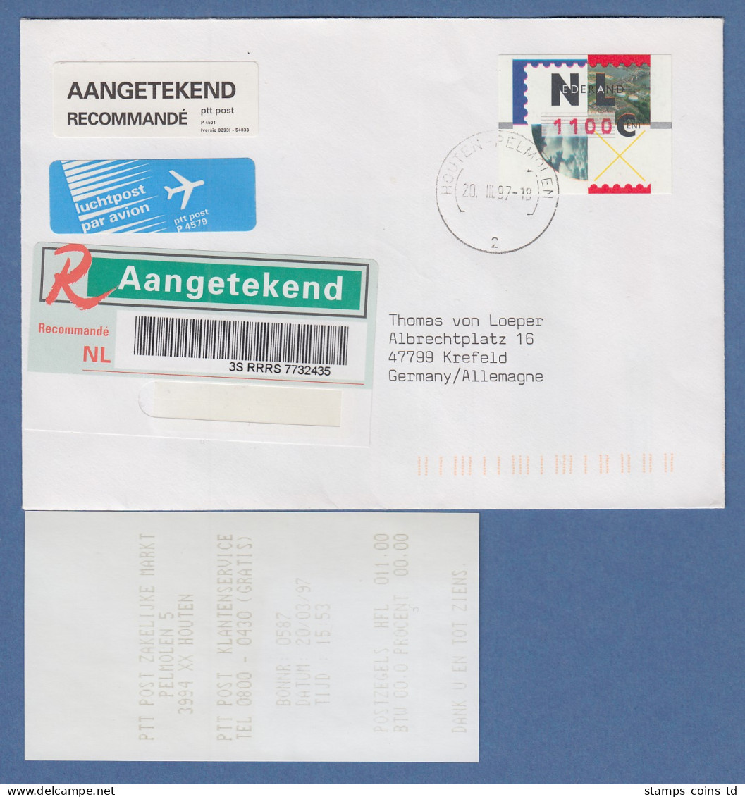 Niederlande ATM Mi.-Nr. 2.2 Typ NAGLER Hoher Wert 1100 Auf R-FDC, O HOUTEN - Altri & Non Classificati