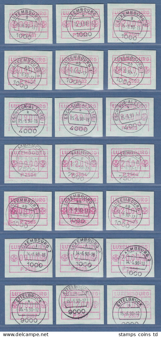 ATM Luxemburg Aut.-Nr. P 2501-P2507 Je Satz 3 Werte 9-12-20 Gestempelt  RRR !  - Postage Labels