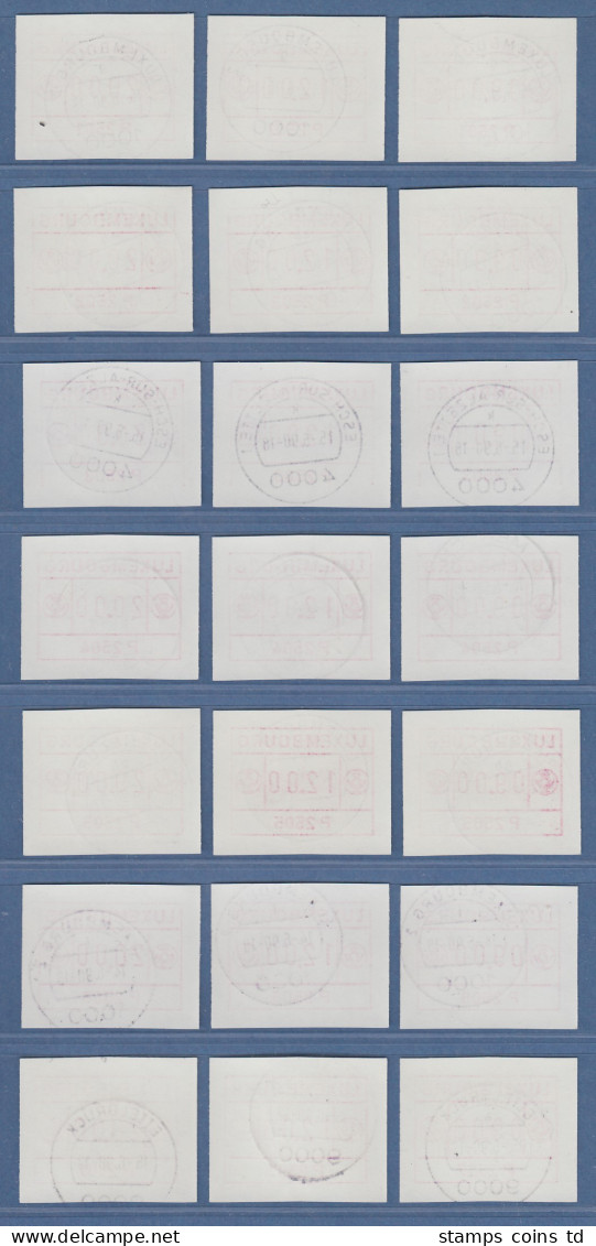 ATM Luxemburg Aut.-Nr. P 2501-P2507 Je Satz 3 Werte 9-12-20 Gestempelt  RRR !  - Postage Labels