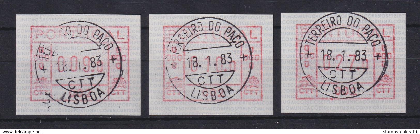 Portugal Frama-ATM 1981 Aut.-Nr. 002 Tastensatz 9-10-27 Vom OA Mit Orts-O  RRR ! - Timbres De Distributeurs [ATM]