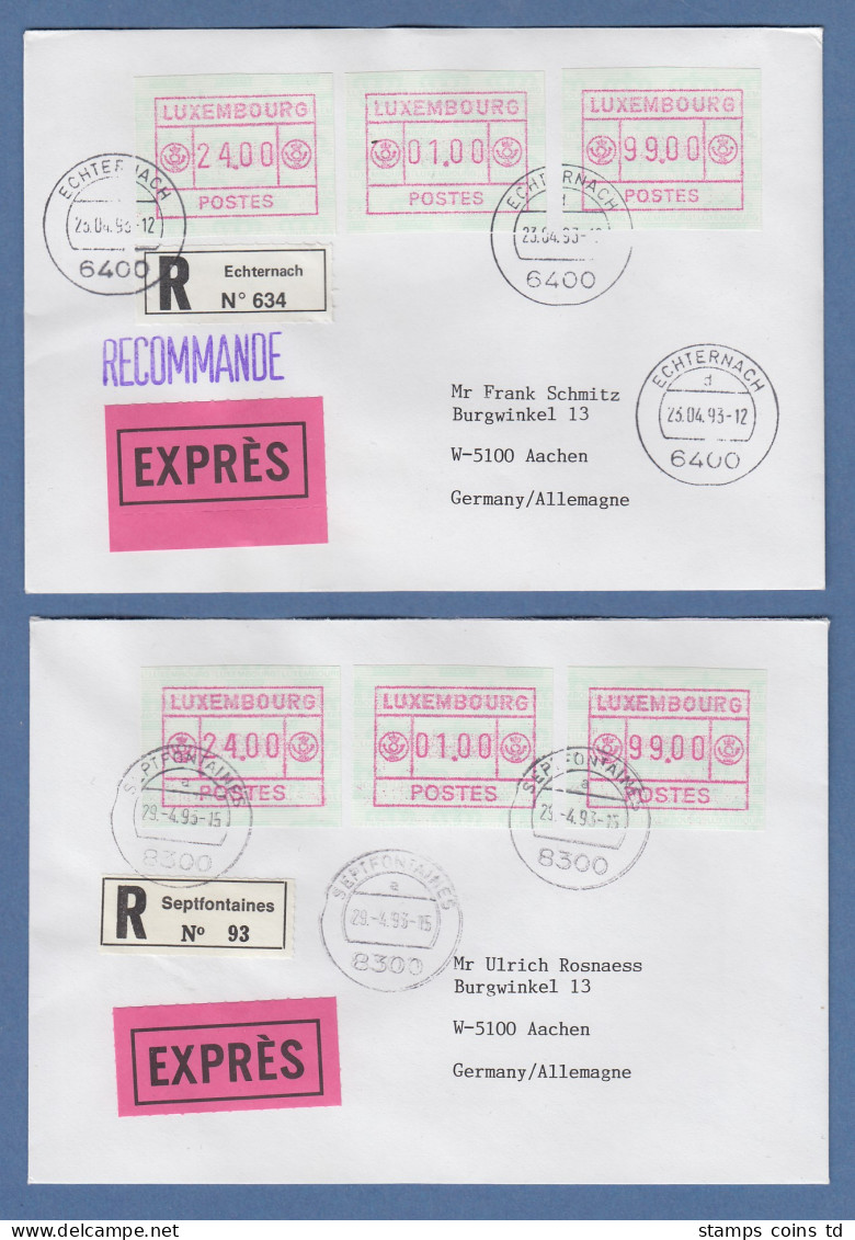 Luxemburg FRAMA-ATM Mi.-Nr. 2 Und 3 (kleines / Großes POSTES) Je Ein R-Expr.-Bf. - Postage Labels