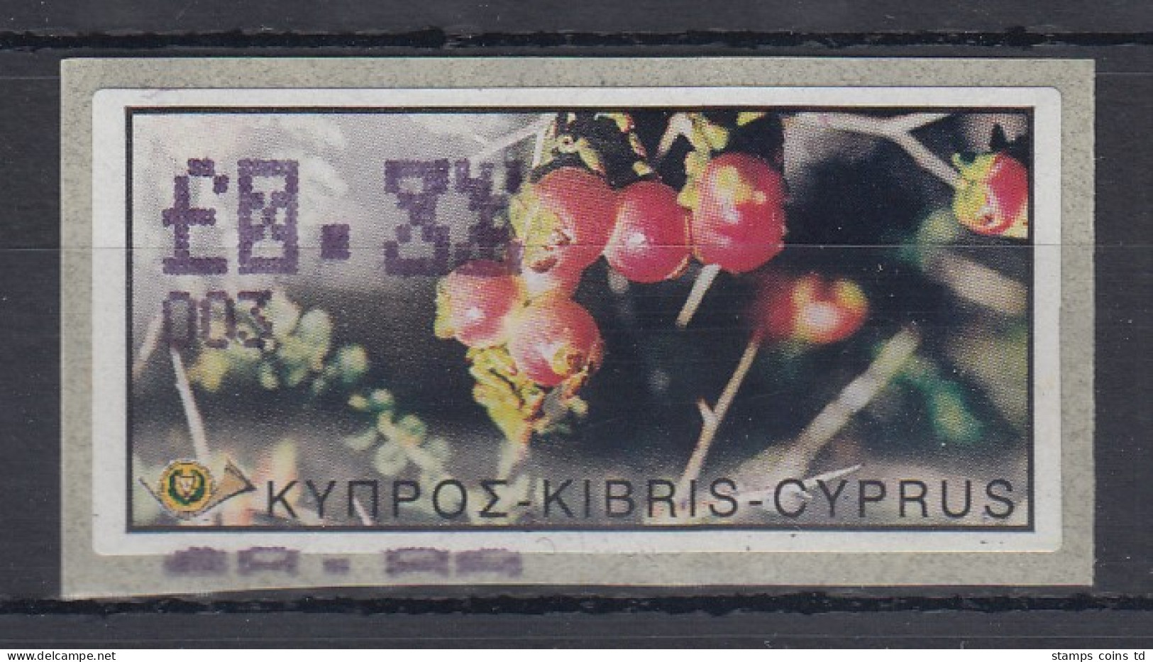 Zypern ATM Wildblumen 2002 Mi.-Nr. 9 Aut.-Nr. 003, Doppeldruck Wert / Testdruck - Other & Unclassified