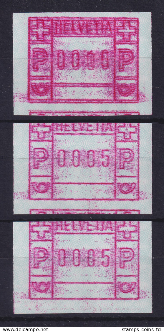 Schweiz FRAMA-ATM Mi-Nr. 3.3a Doppeldruck / Verschnitte 3 Folgende ATM ** - Automatic Stamps