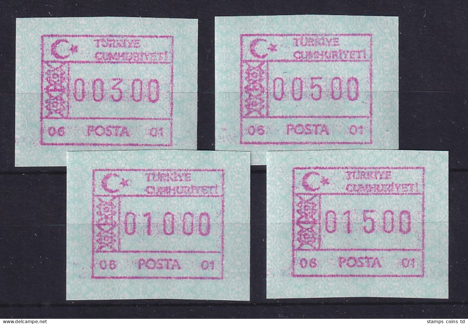 Türkei FRAMA ATM  Ausgabe 1992 Mit Aut.-Nr. 06 - 01, Mi.-Nr. 2.2 Satz 4 Werte ** - Andere & Zonder Classificatie