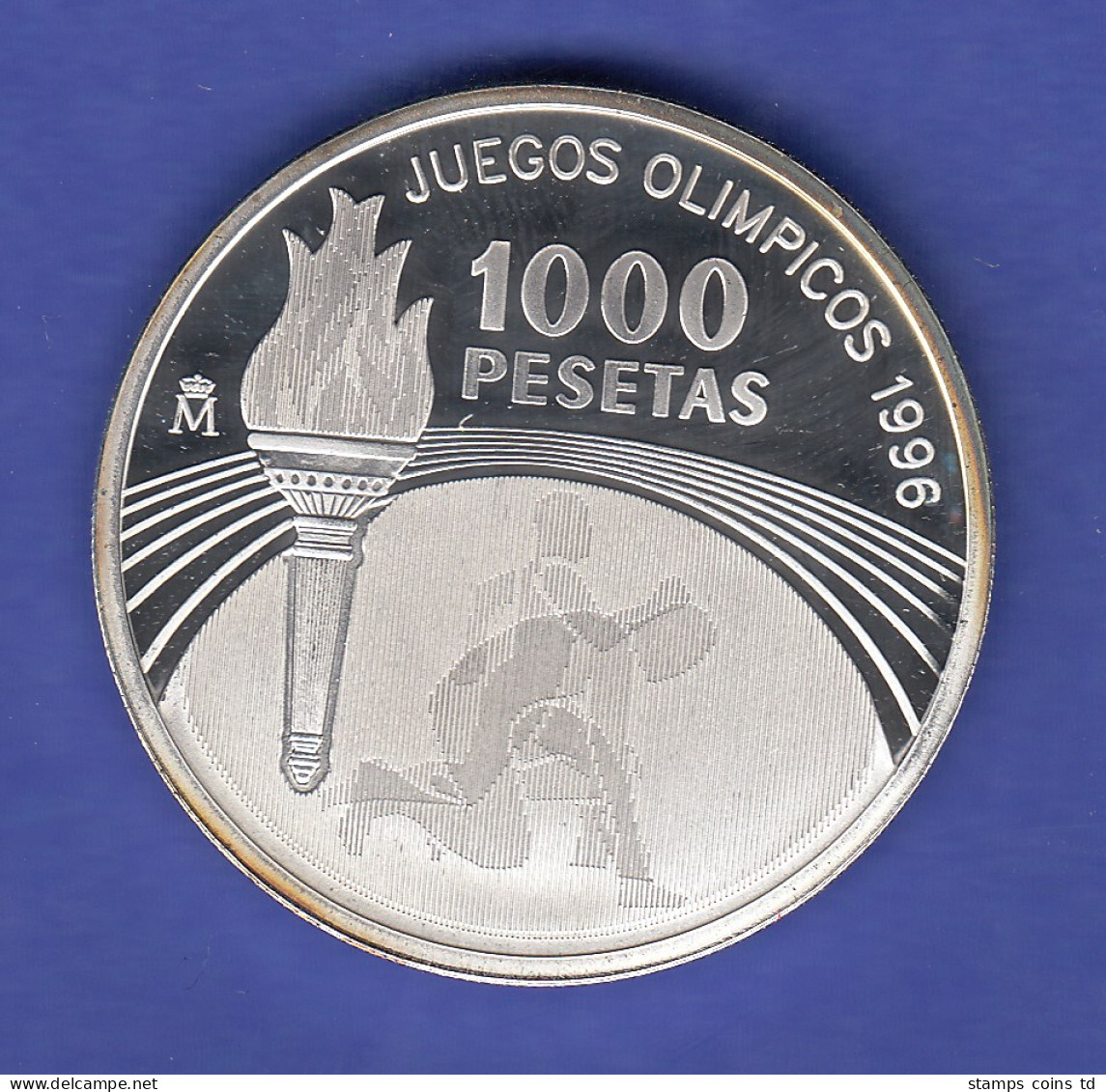 Spanien Silbermünze 1995 1000 Pesetas Olympische Spiele Atlanta / USA 1996 PP - Autres & Non Classés