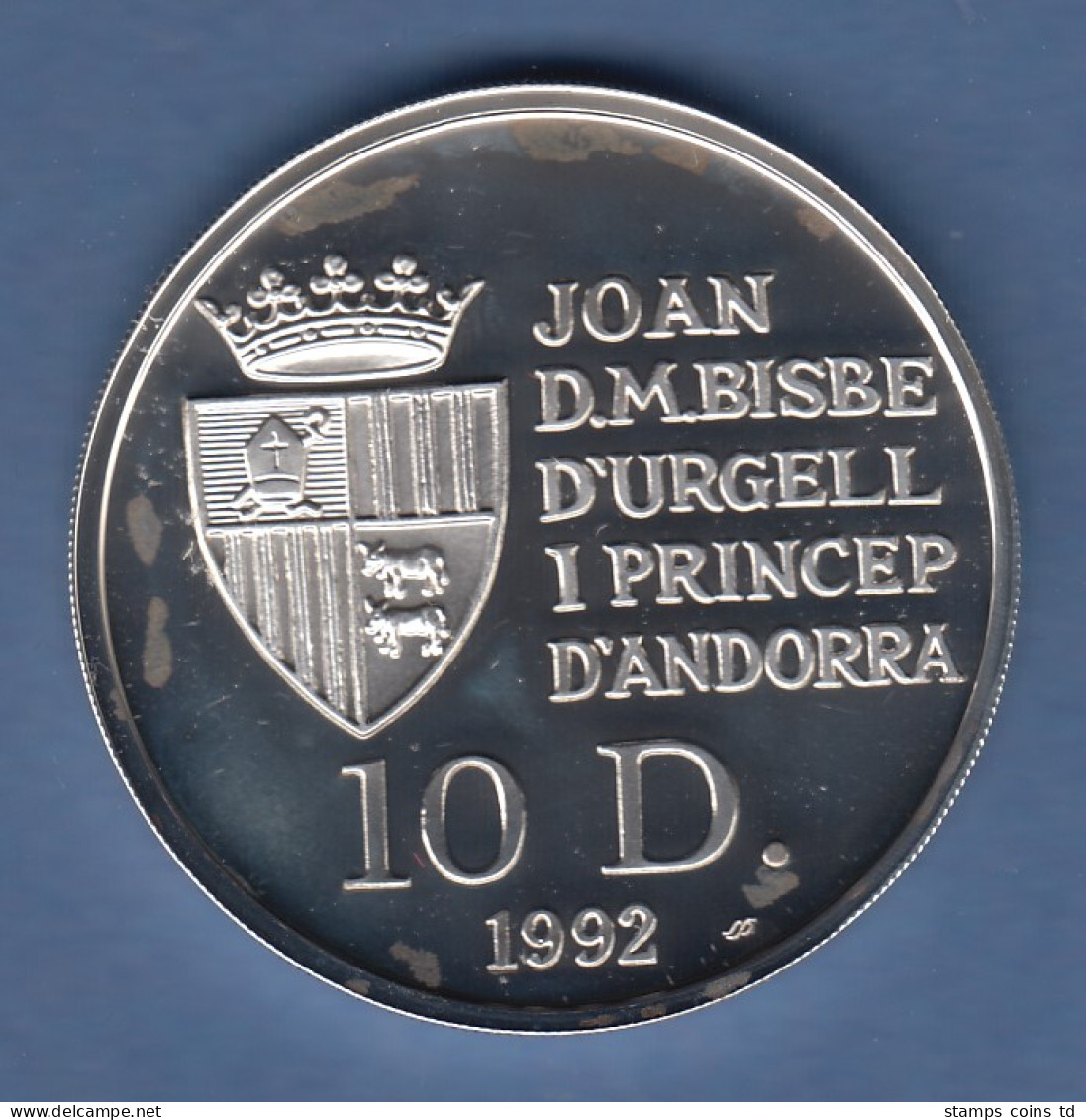 Andorra 1992 Silbermünze Bergziege 10 Dinar - Andorre