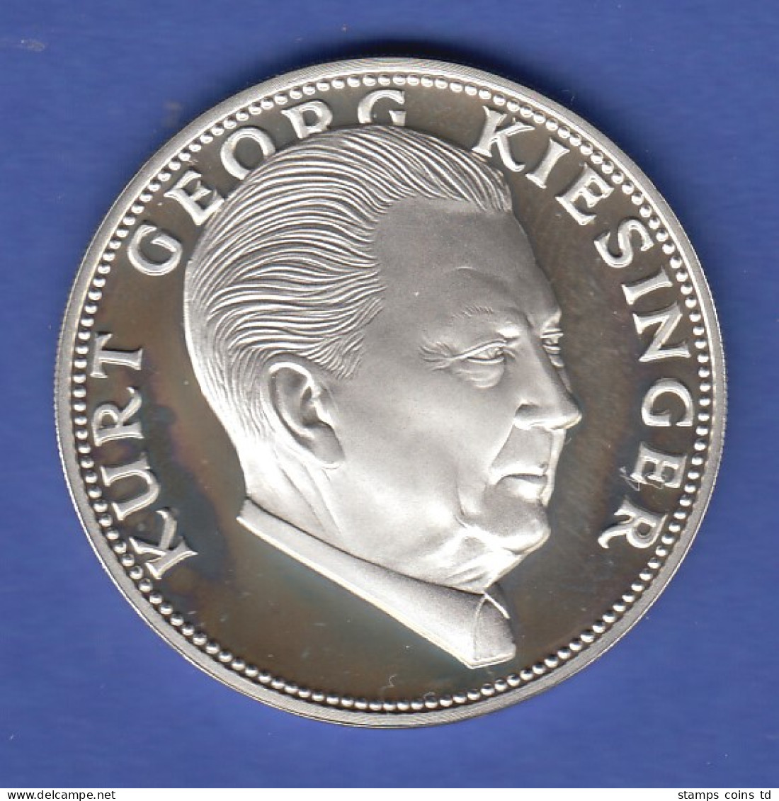Kurt Georg Kiesinger, Edle Silbermedaille, 13,6g Ag925 - Non Classés