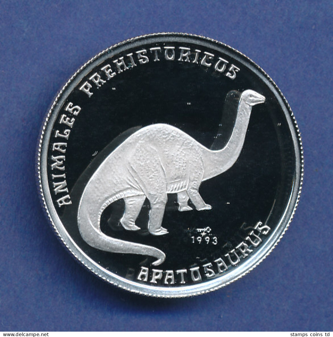 Münze 5 Pesos Mit Darstellung Eines Dinosauriers Apatosaurus 1993, FEINSILBER - Ohne Zuordnung