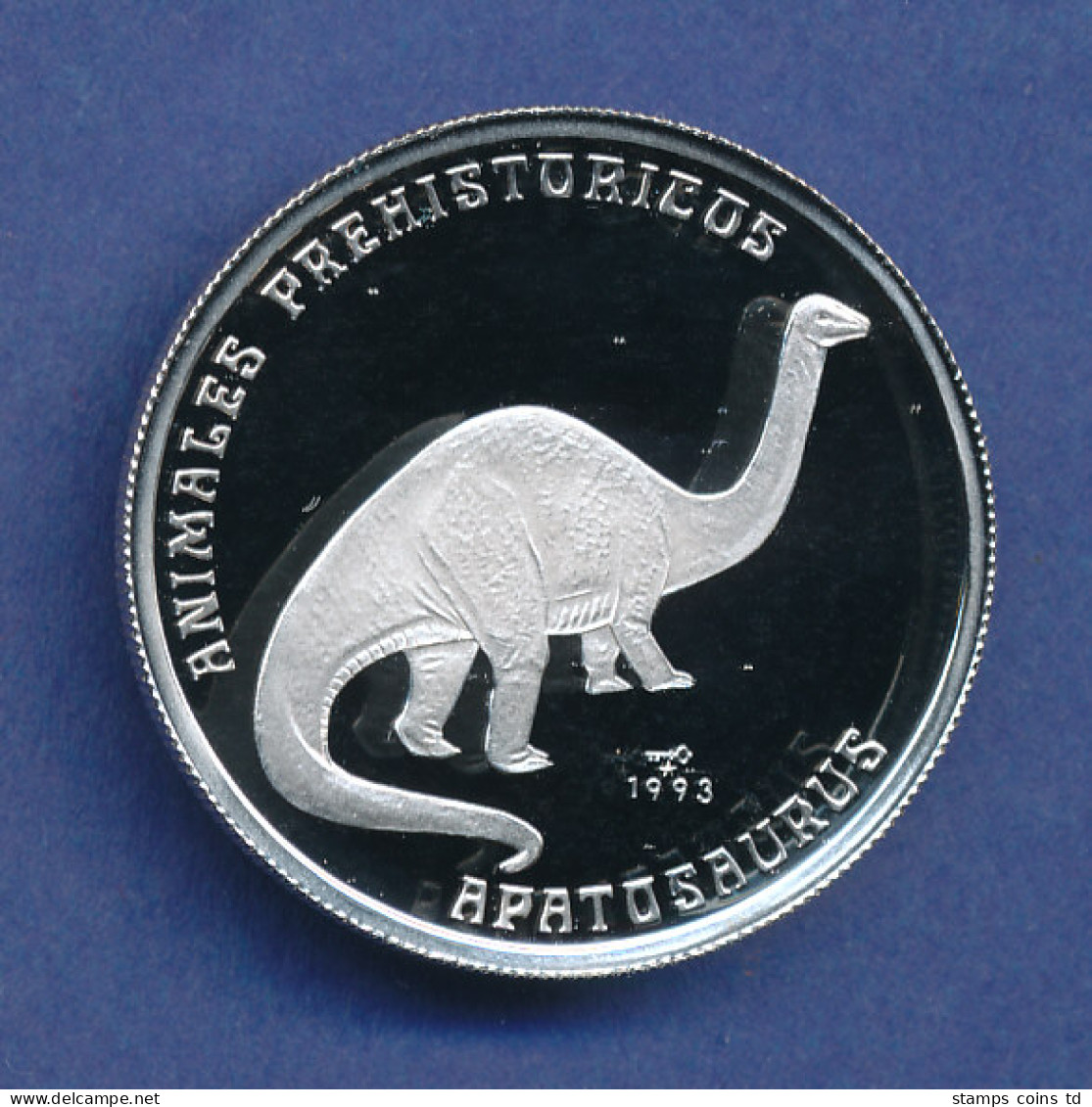 Münze 5 Pesos Mit Darstellung Eines Dinosauriers Apatosaurus 1993, FEINSILBER - Non Classificati