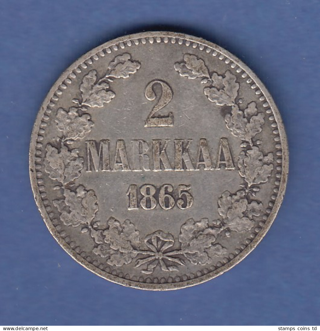 Finnland Silber-Kursmünze 2 MARKKAA Jahrgang 1865 - Finnland